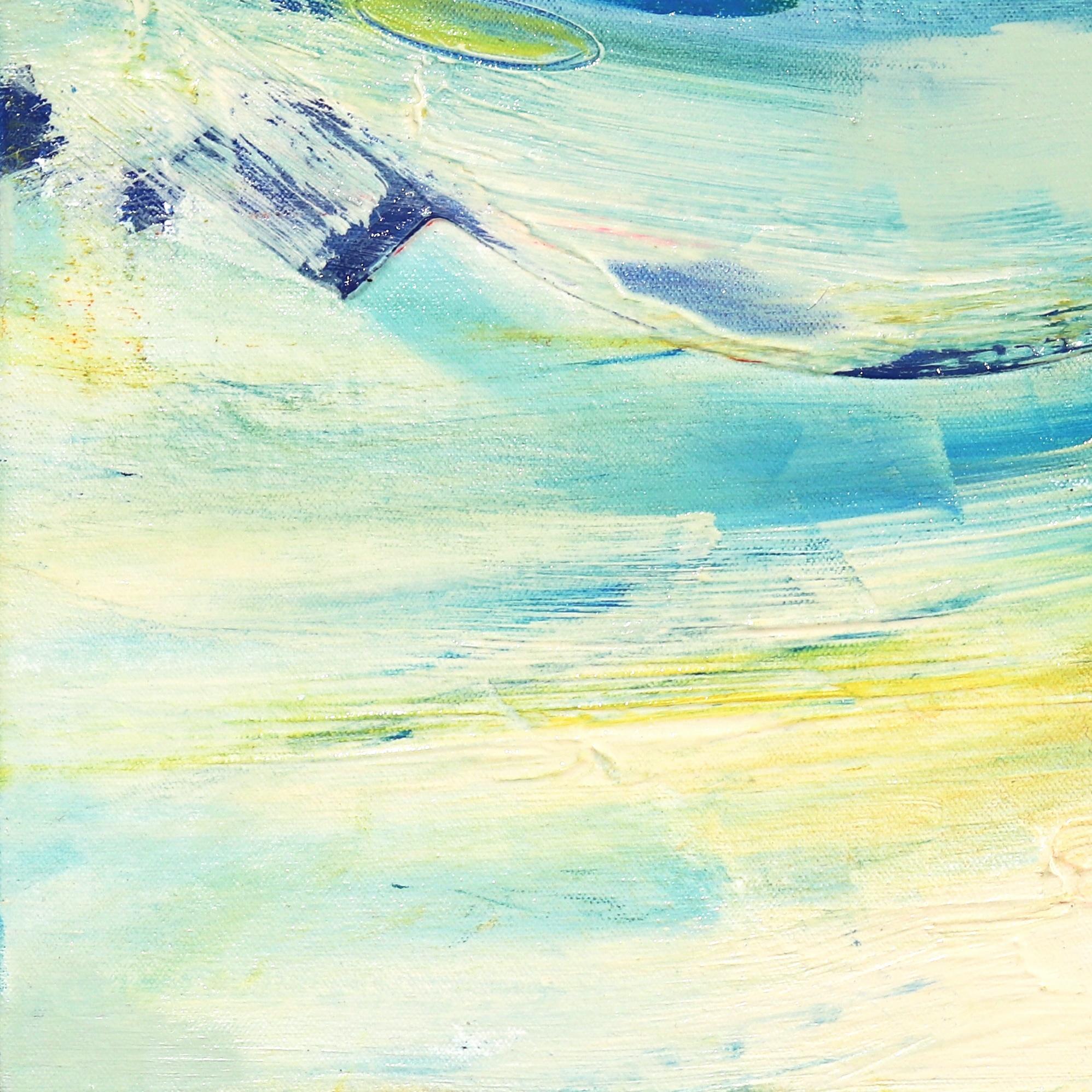 Dreams of a Cove on IOS  - Blue Abstract Framed Painting For Sale 4