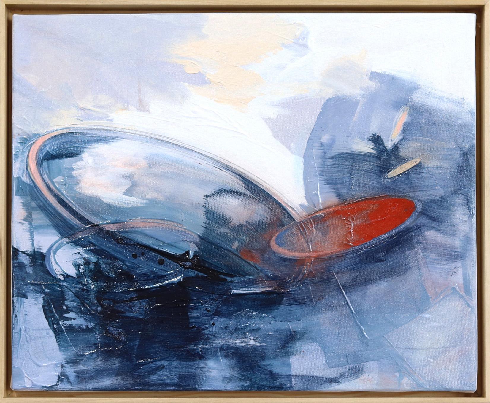 Ossido volante - Quadro astratto con cornice a cerchi blu strutturati - Mixed Media Art di Paul Kirley