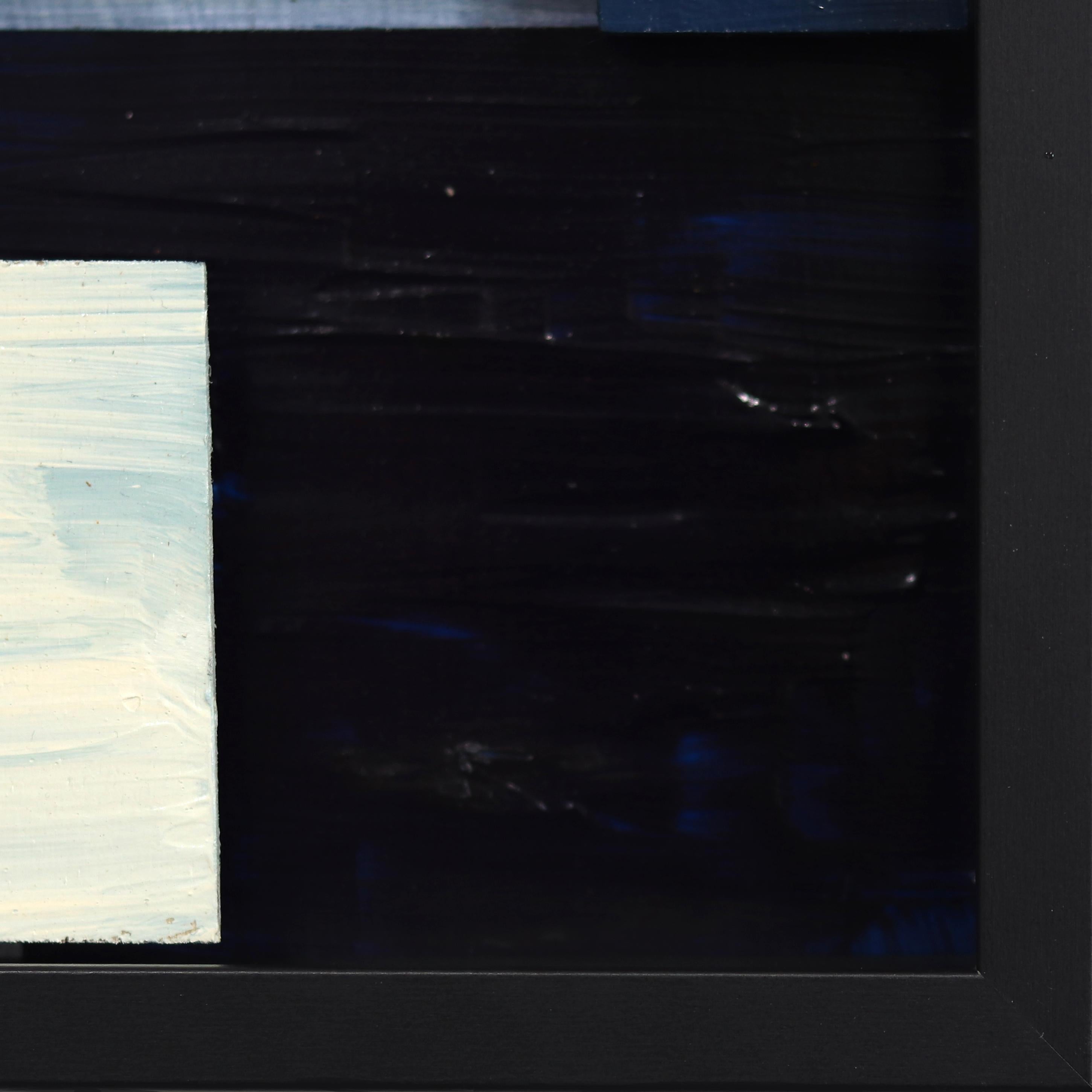 Peinture texturée abstraite de soirée Foggy dans Sausalito - encadrée en vente 5