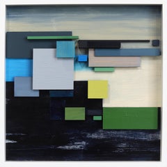Santa Monica Canyon - Framed Textural Abstract Mixed Media Artwork