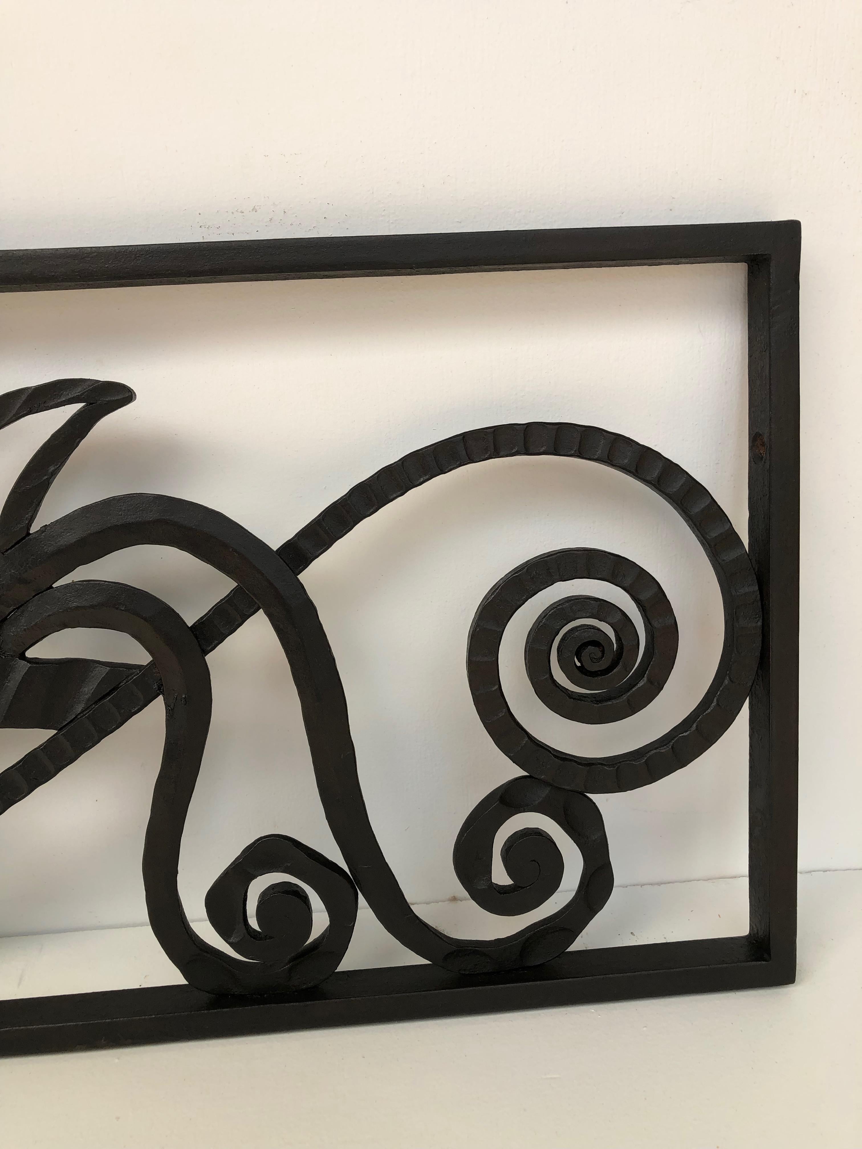 2 éléments décoratifs de porte en fer forgé Art Déco Paul Kiss en vente 4