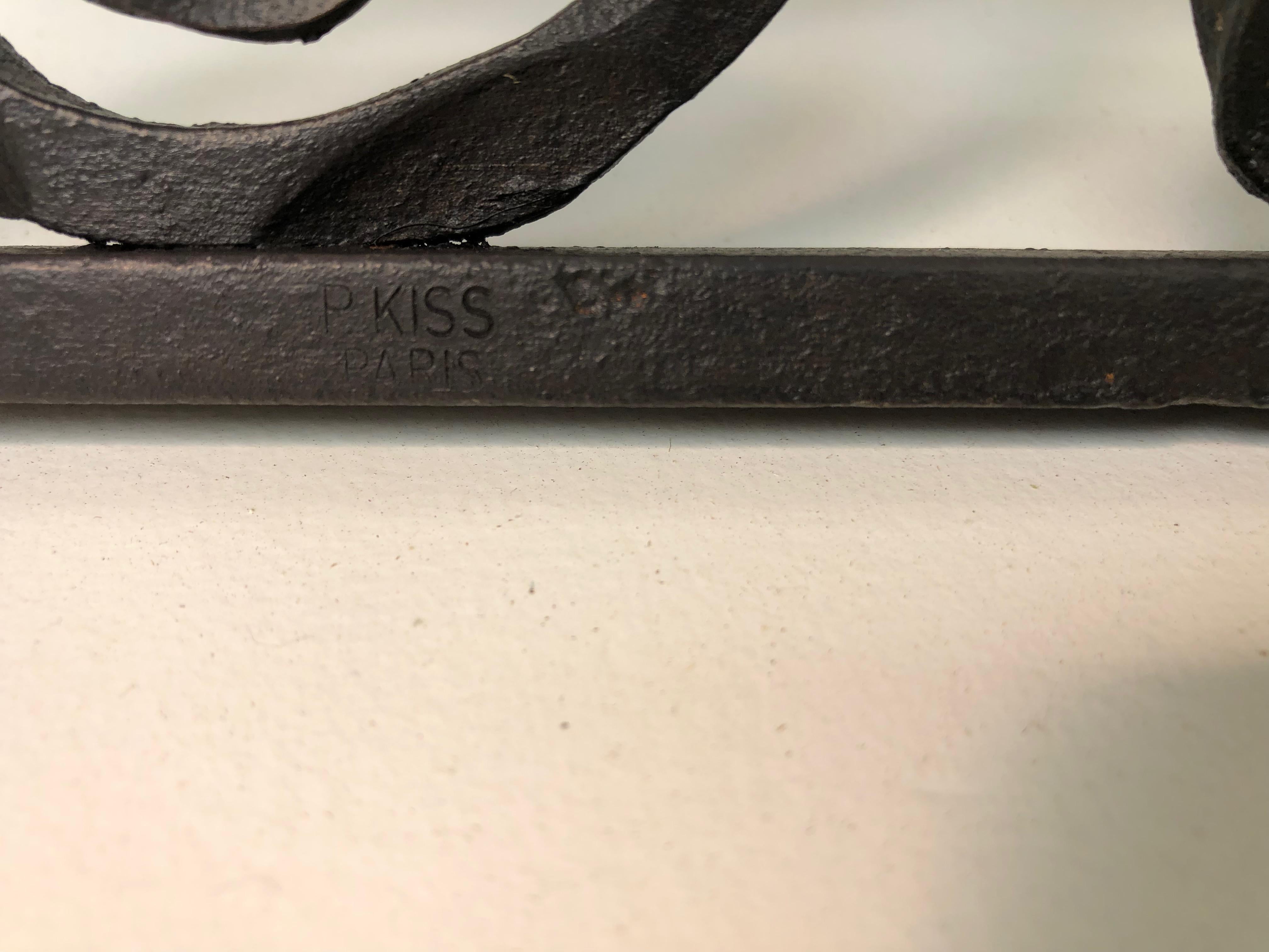 Français 2 éléments décoratifs de porte en fer forgé Art Déco Paul Kiss en vente
