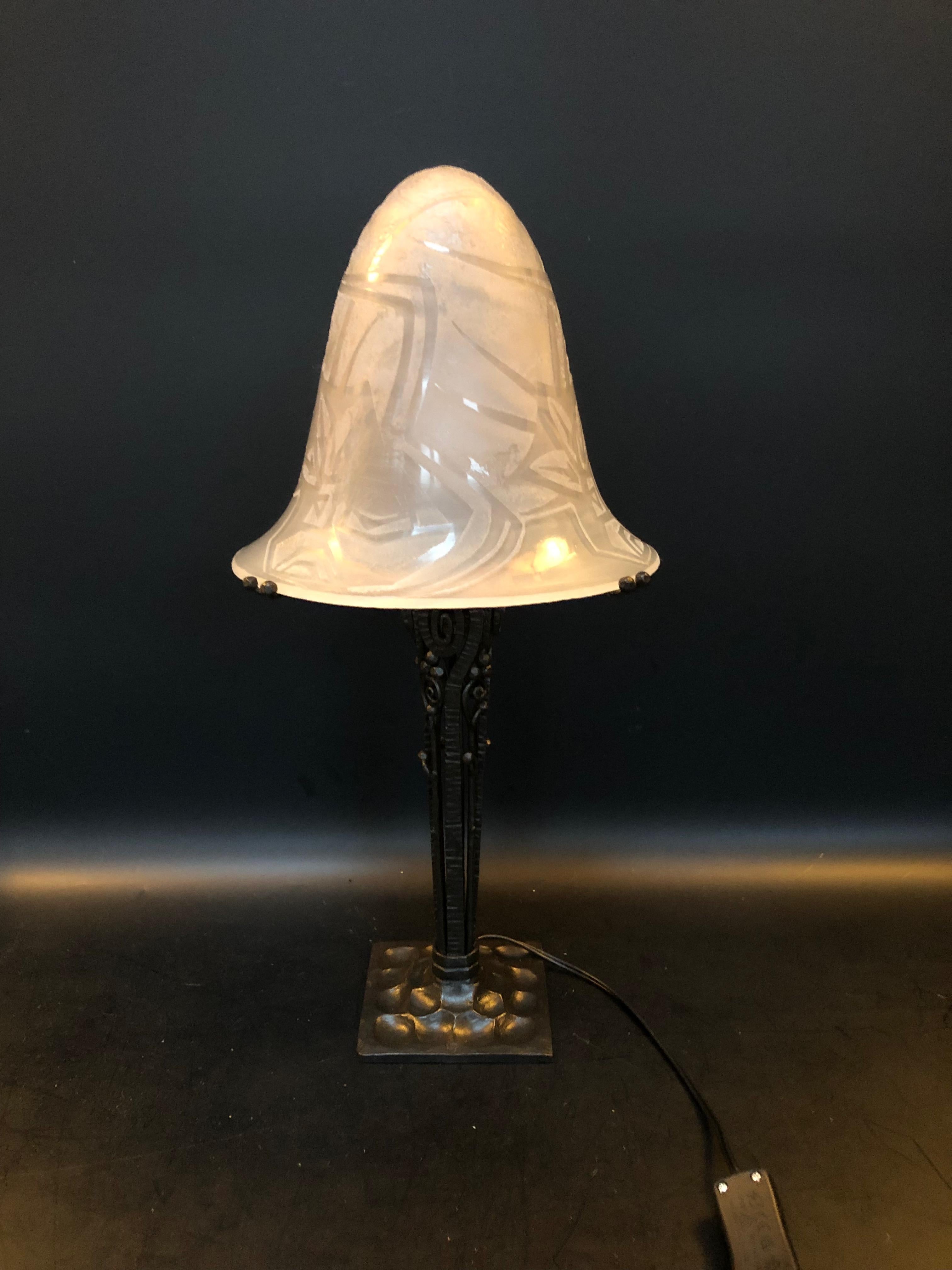 Paul Kiss And Jean Noverdy Art Deco Lamp For Sale 5