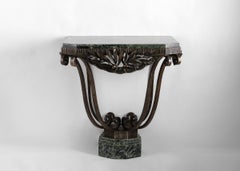 Paul Kiss, Art Deco Wrought Iron & Marble Console, France, c. 1924