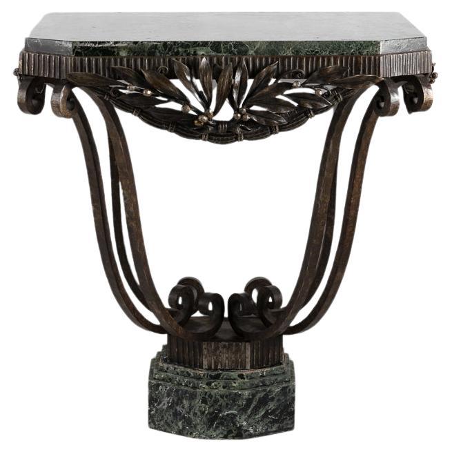 Paul Kiss, Console Art Deco en fer forgé et marbre, France, c.1924