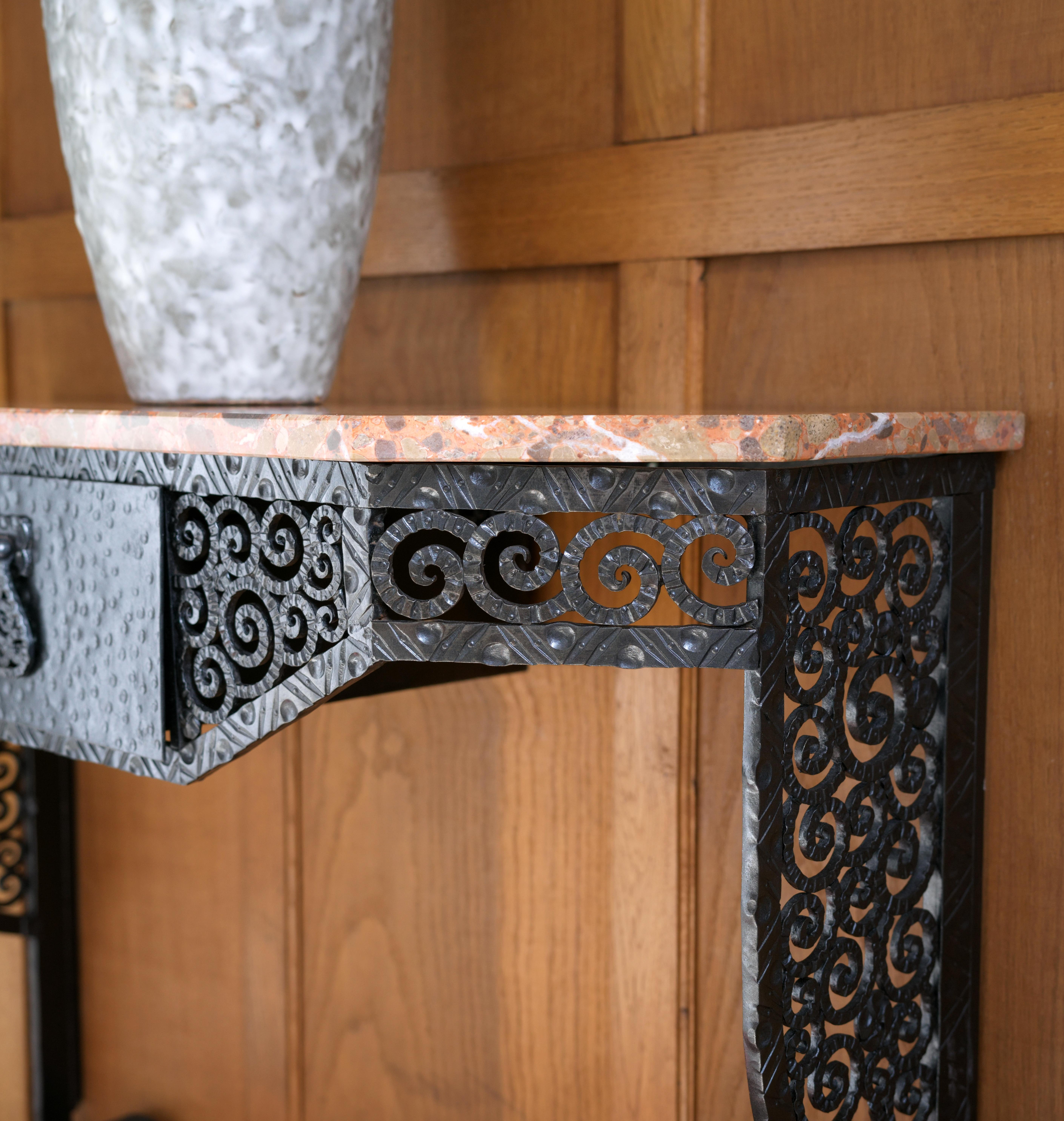 PAUL KISS French Art Deco Wrought-iron Console 1920 For Sale 5