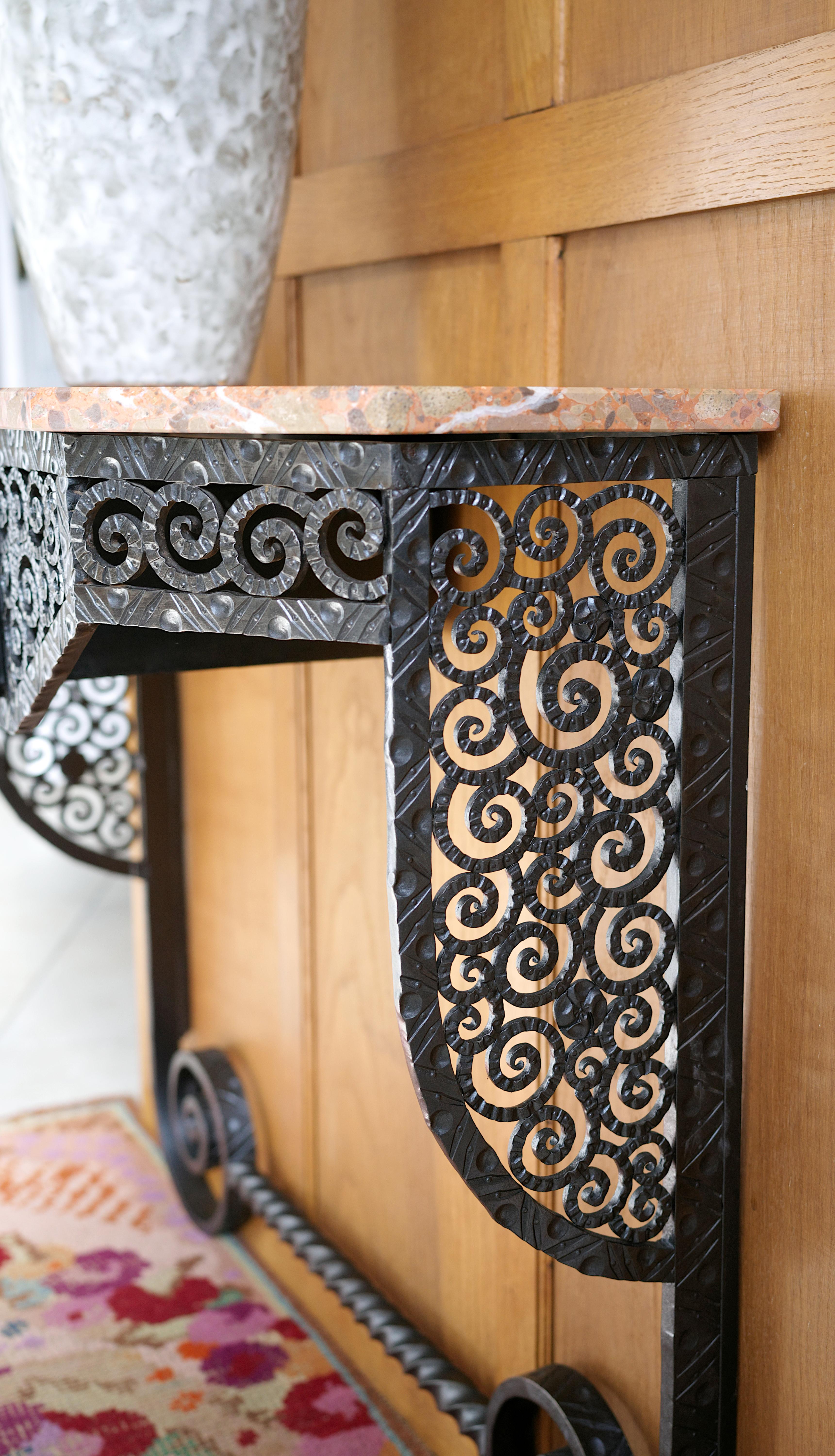PAUL KISS French Art Deco Wrought-iron Console 1920 For Sale 6