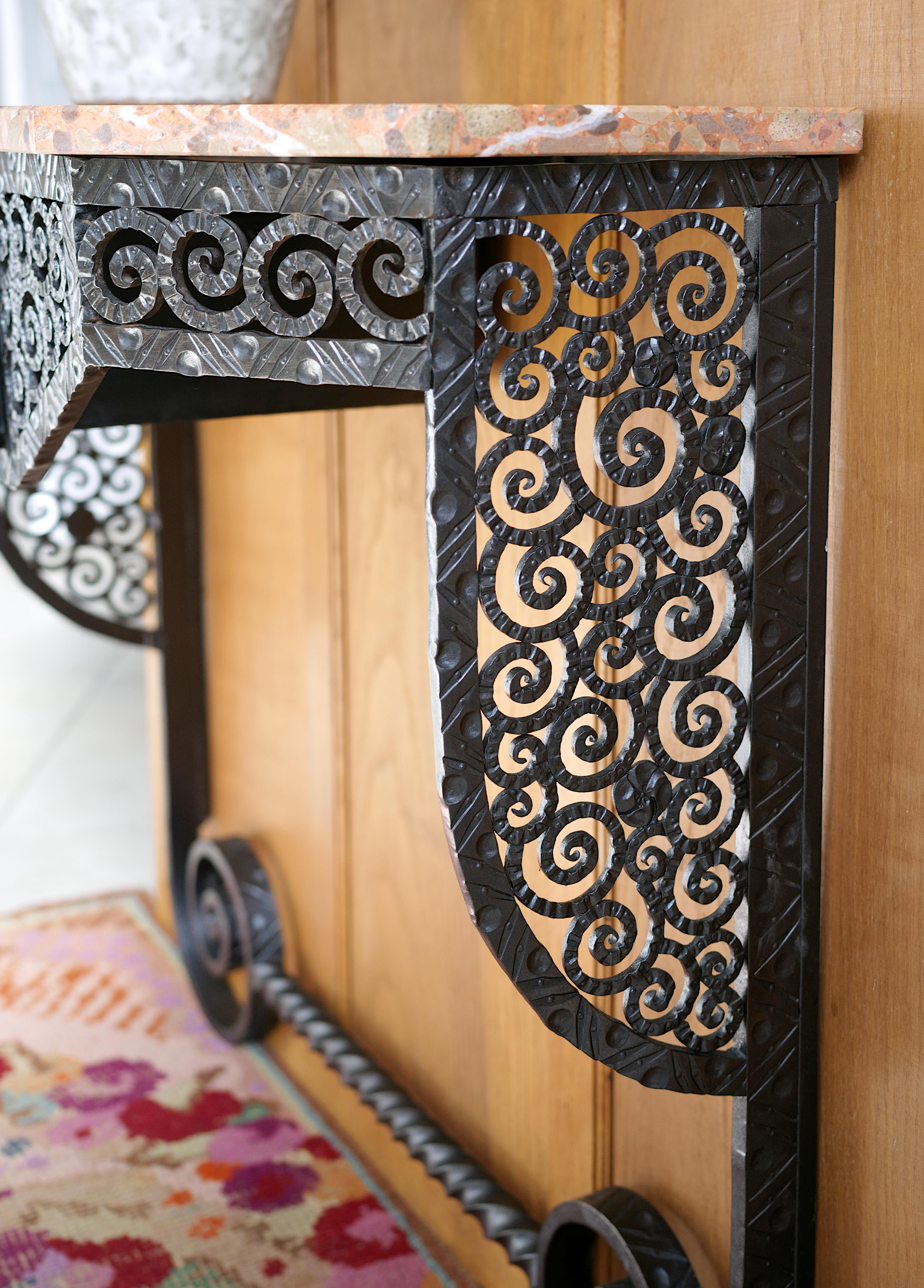 PAUL KISS French Art Deco Wrought-iron Console 1920 For Sale 7