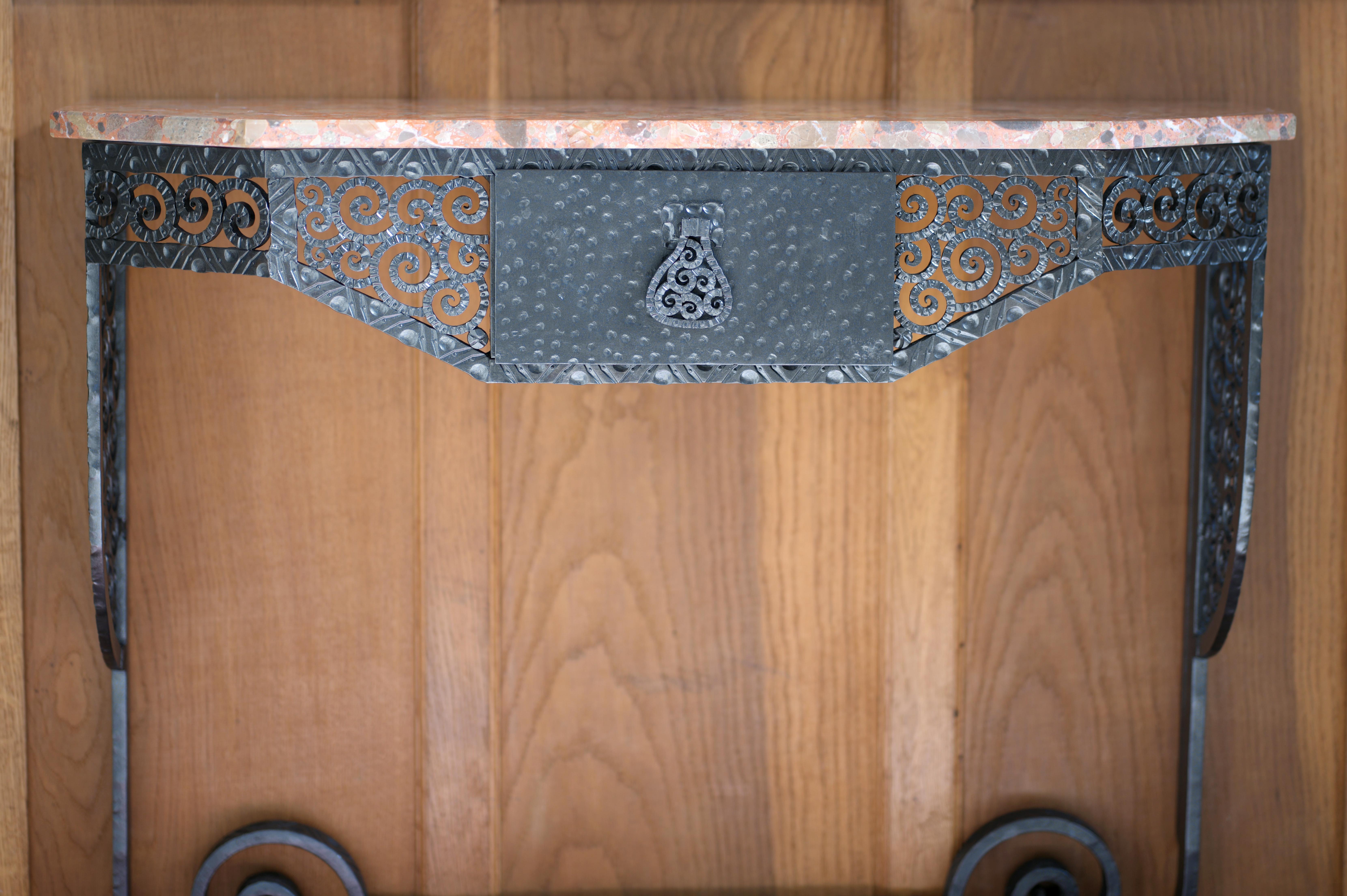 PAUL KISS French Art Deco Wrought-iron Console 1920 For Sale 9