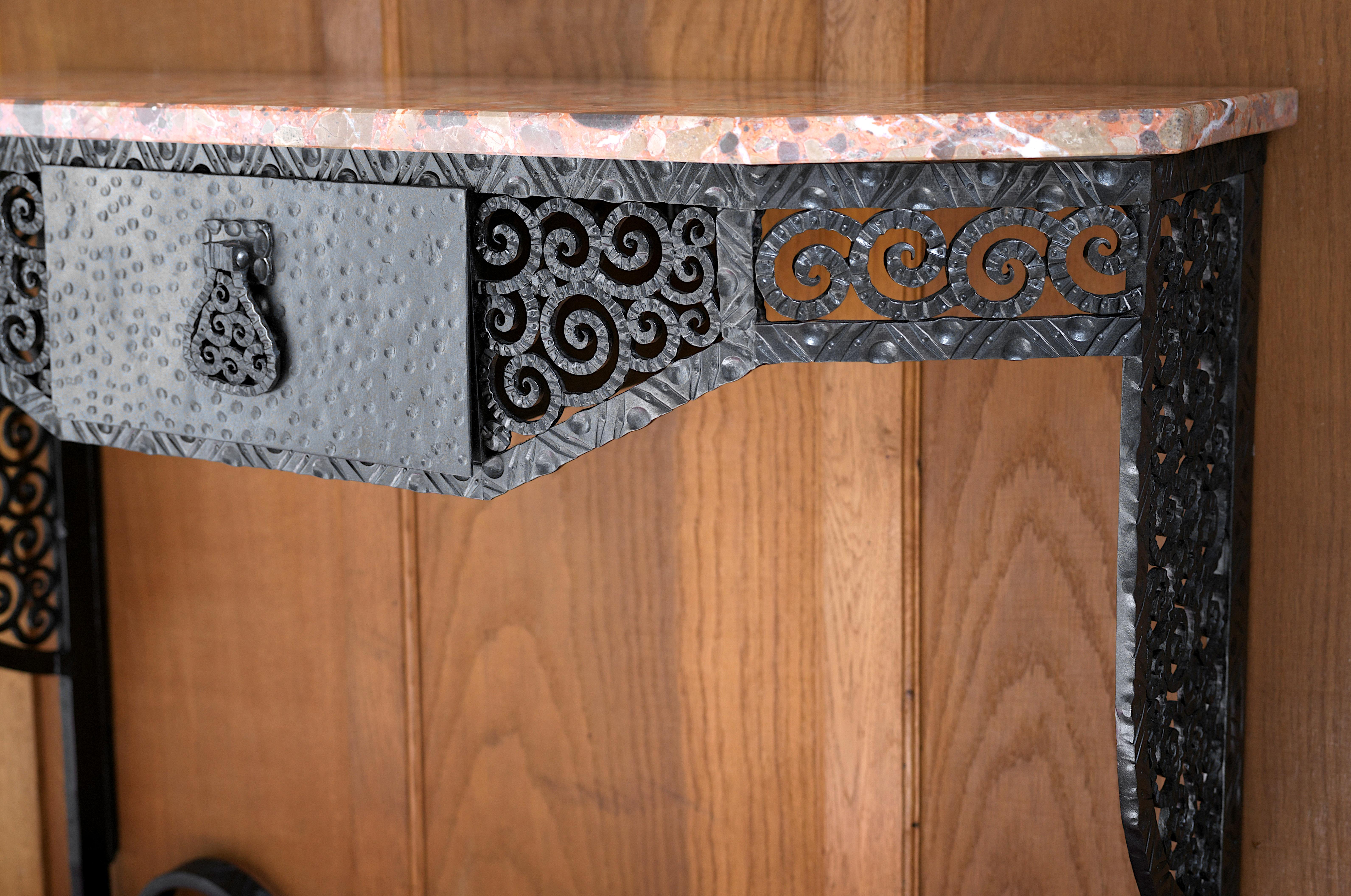 Wrought Iron PAUL KISS French Art Deco Wrought-iron Console 1920 For Sale