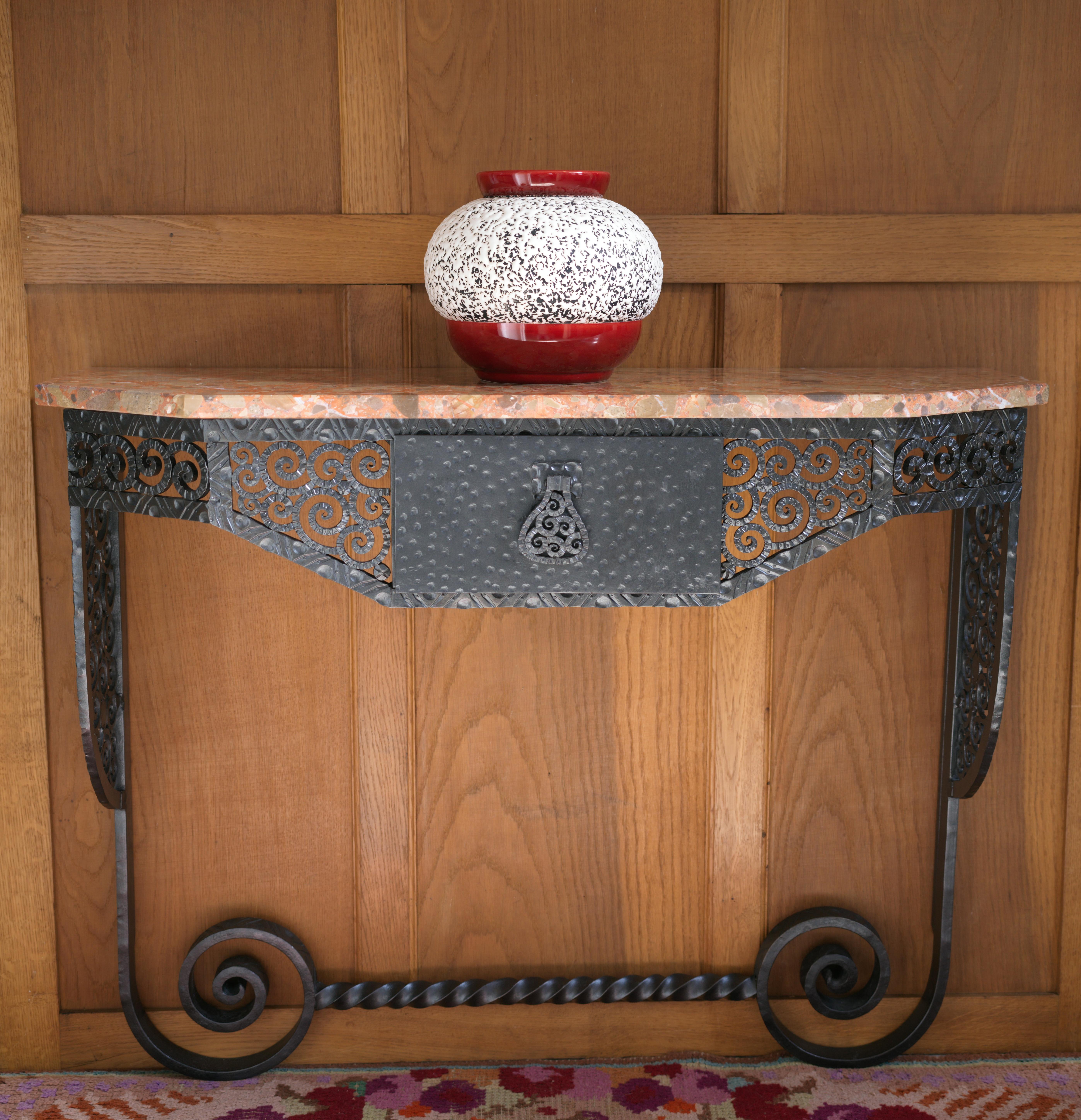 PAUL KISS French Art Deco Wrought-iron Console 1920 For Sale 2