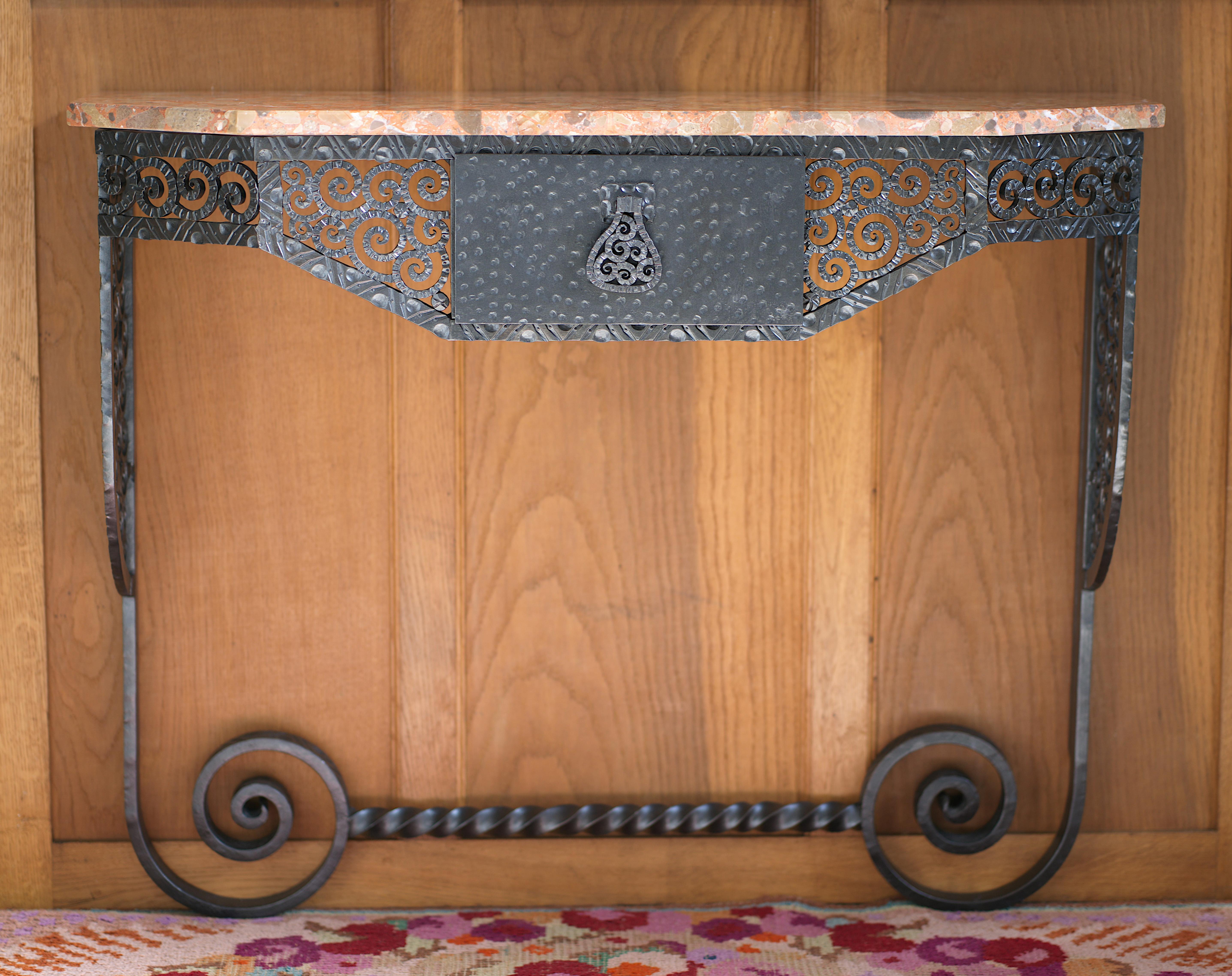 Paul Kiss Consolle in ferro battuto in stile Art Déco francese, 1920 in vendita 9