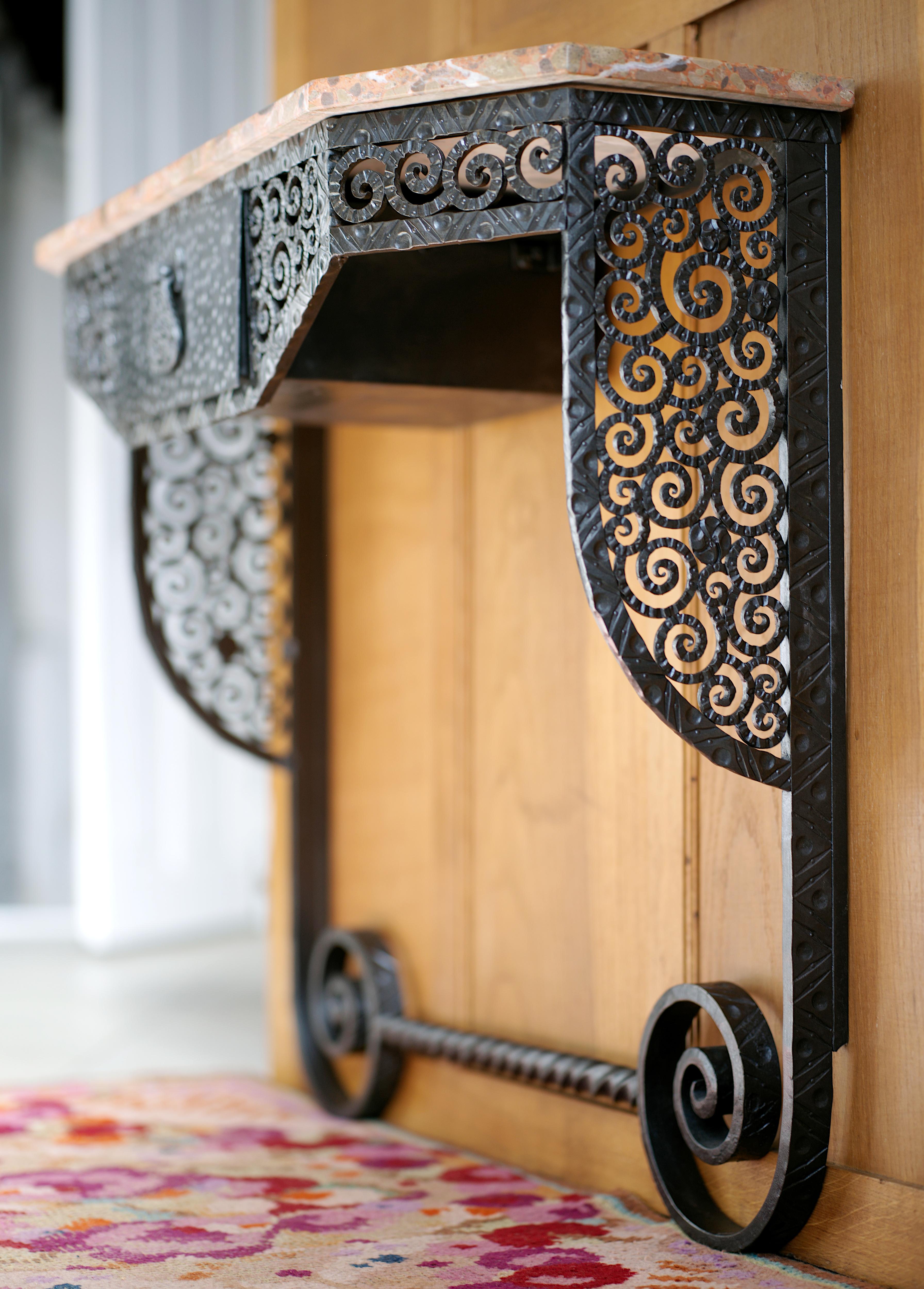 Paul Kiss Consolle in ferro battuto in stile Art Déco francese, 1920 in vendita 12