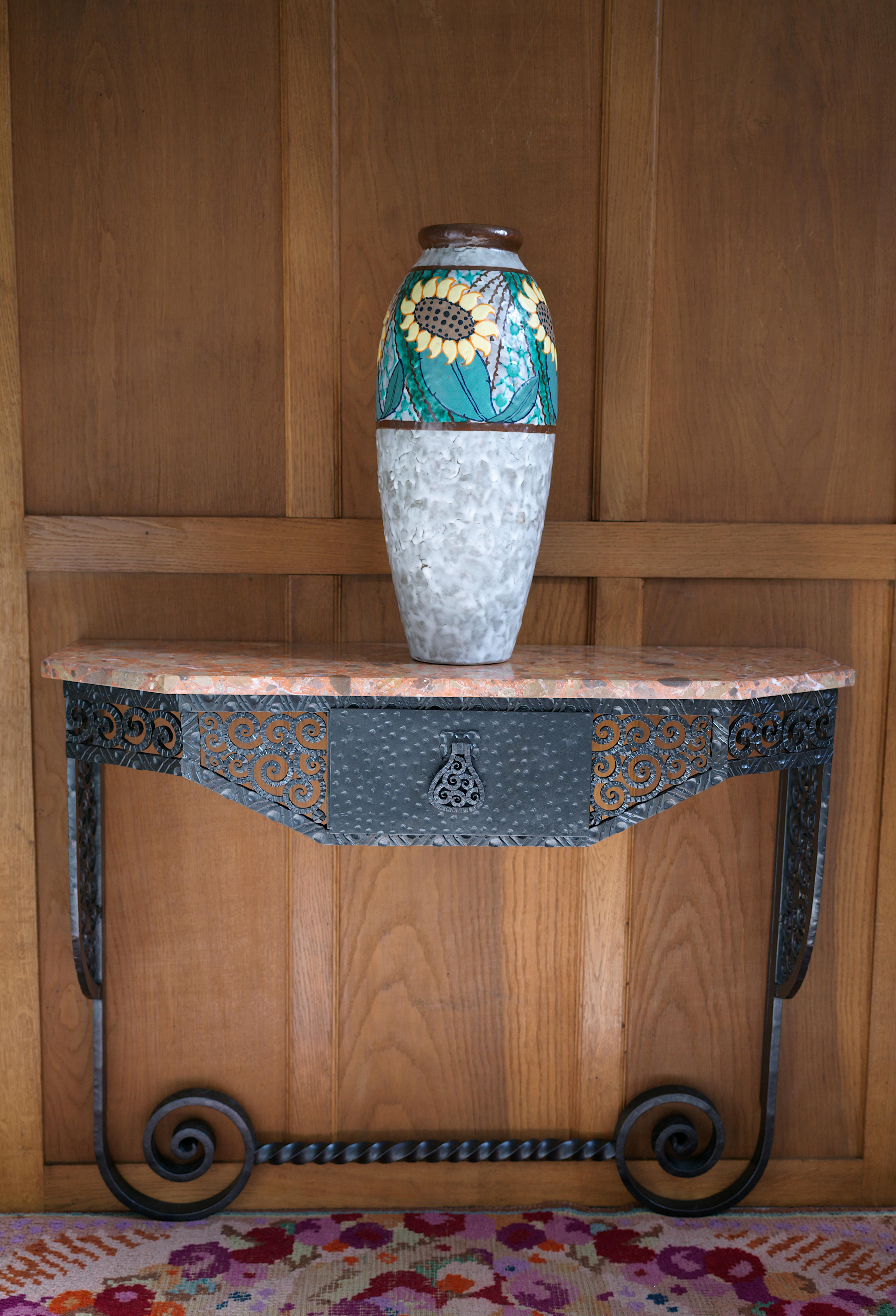Paul Kiss Consolle in ferro battuto in stile Art Déco francese, 1920 in vendita 2
