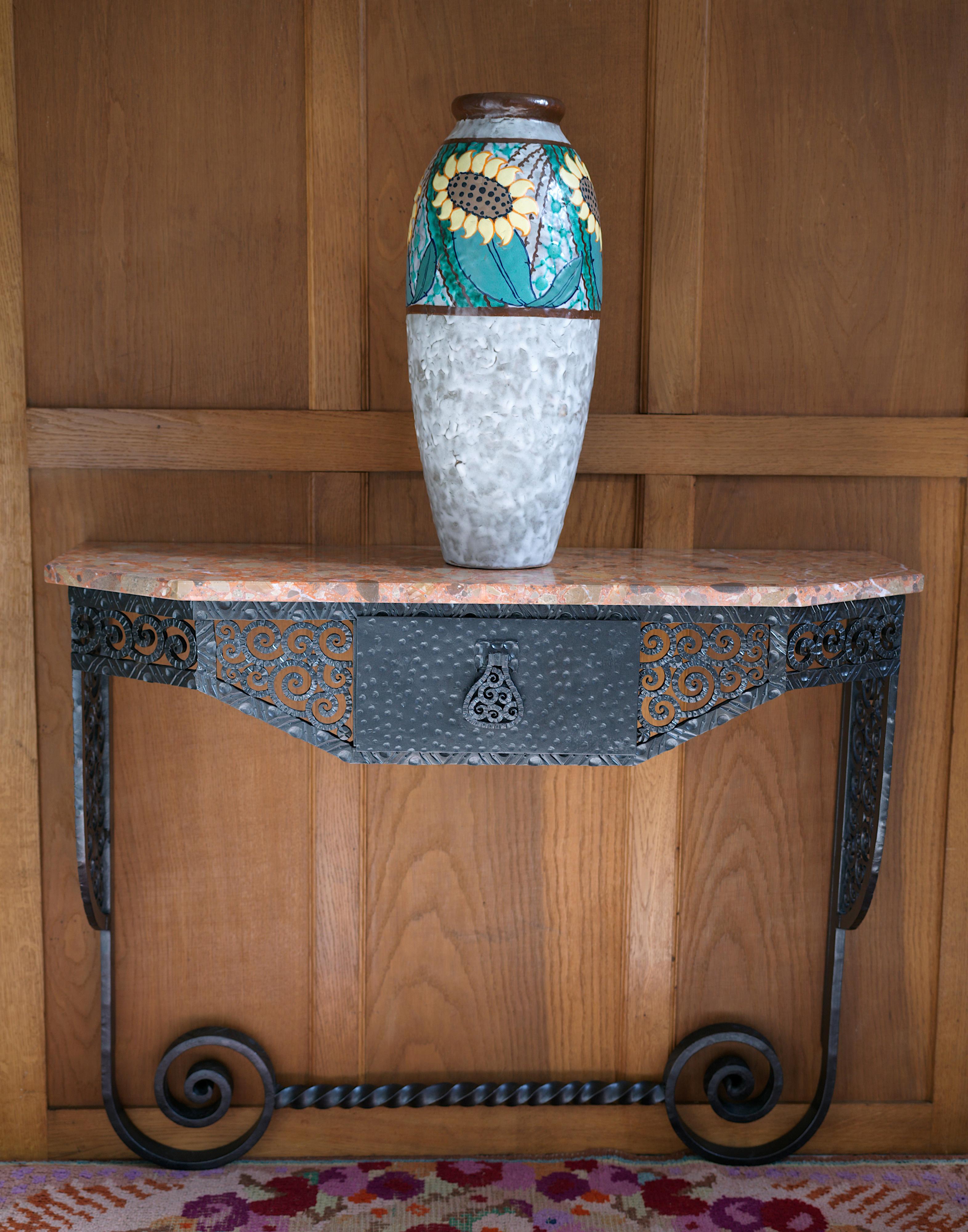 Paul Kiss Consolle in ferro battuto in stile Art Déco francese, 1920 in vendita 3