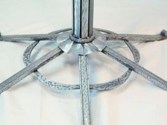 Paul Kiss Style Hand Forged Torchiere Floor Lamp with Alabaster Shade