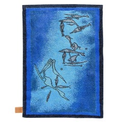 Vintage Paul Klee Blue Woollen Rug Fischbild, Ege Axminster Artline, Denmark, 1980s