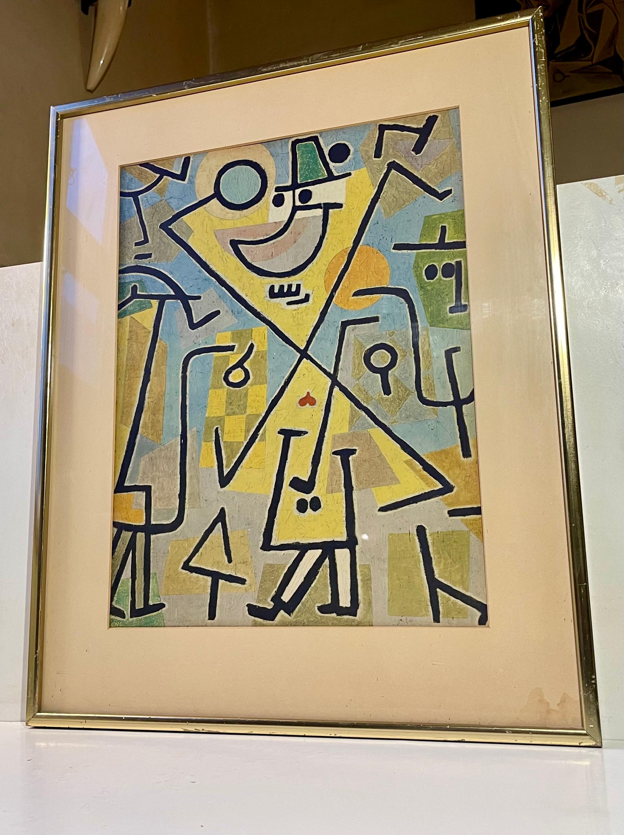 A rare lithographic print of Paul Klee's 'Caprice in February' from 1938. A vintage print from un-identified printer: V. E. or V. C. - markings present to the left side bottom corner. Plate signed lightly in the bottom right: Klee, possibly in