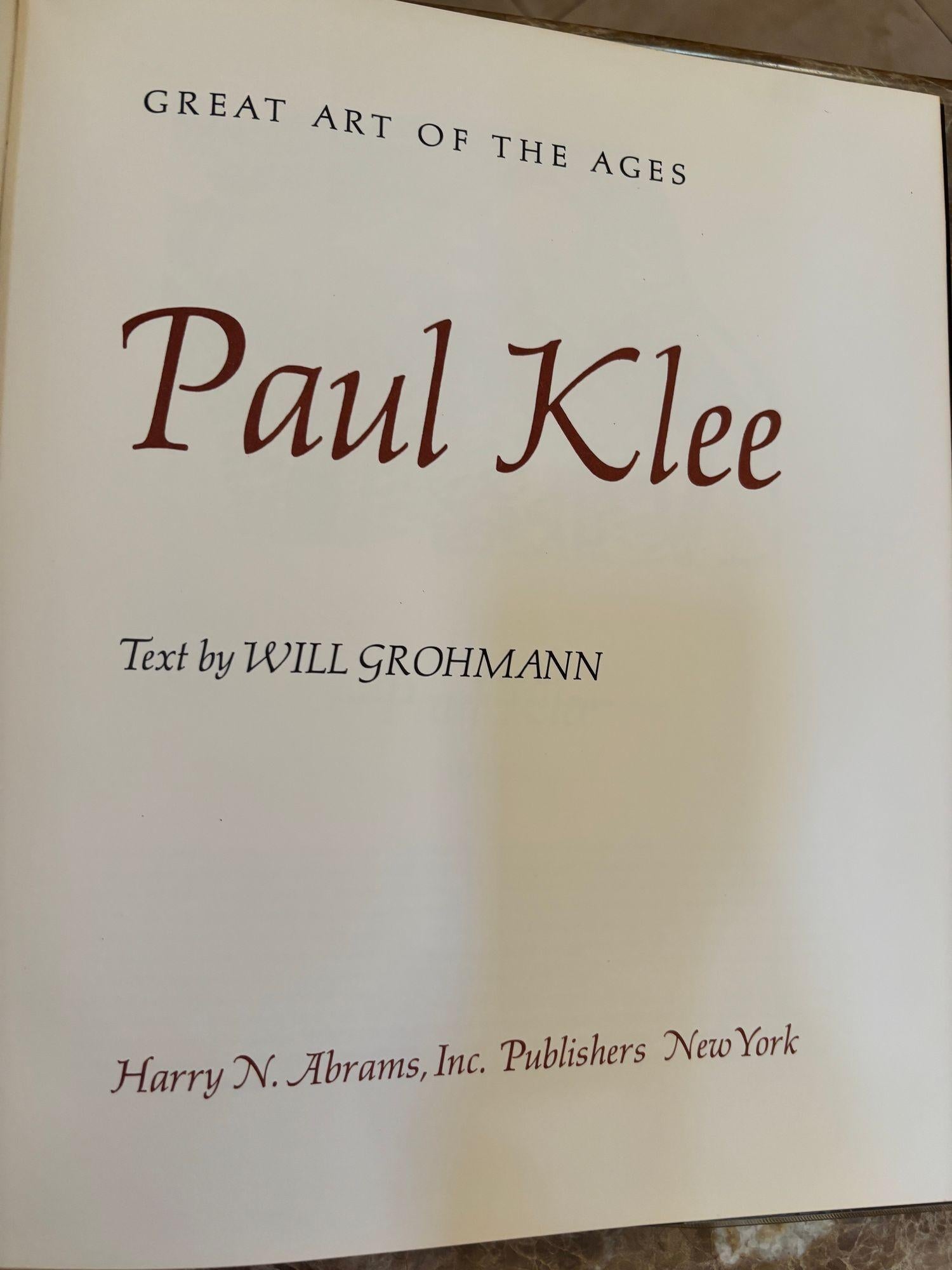 PAUL KLEE Le grand art des âges par Will Grohmann, 1969 Abrams Hardcover Bon état - En vente à Moreno Valley, CA