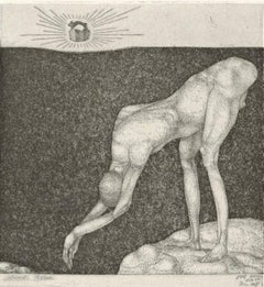 Klee, Un homme coulant devant la couronne, estampes de Paul Klee (d'après)