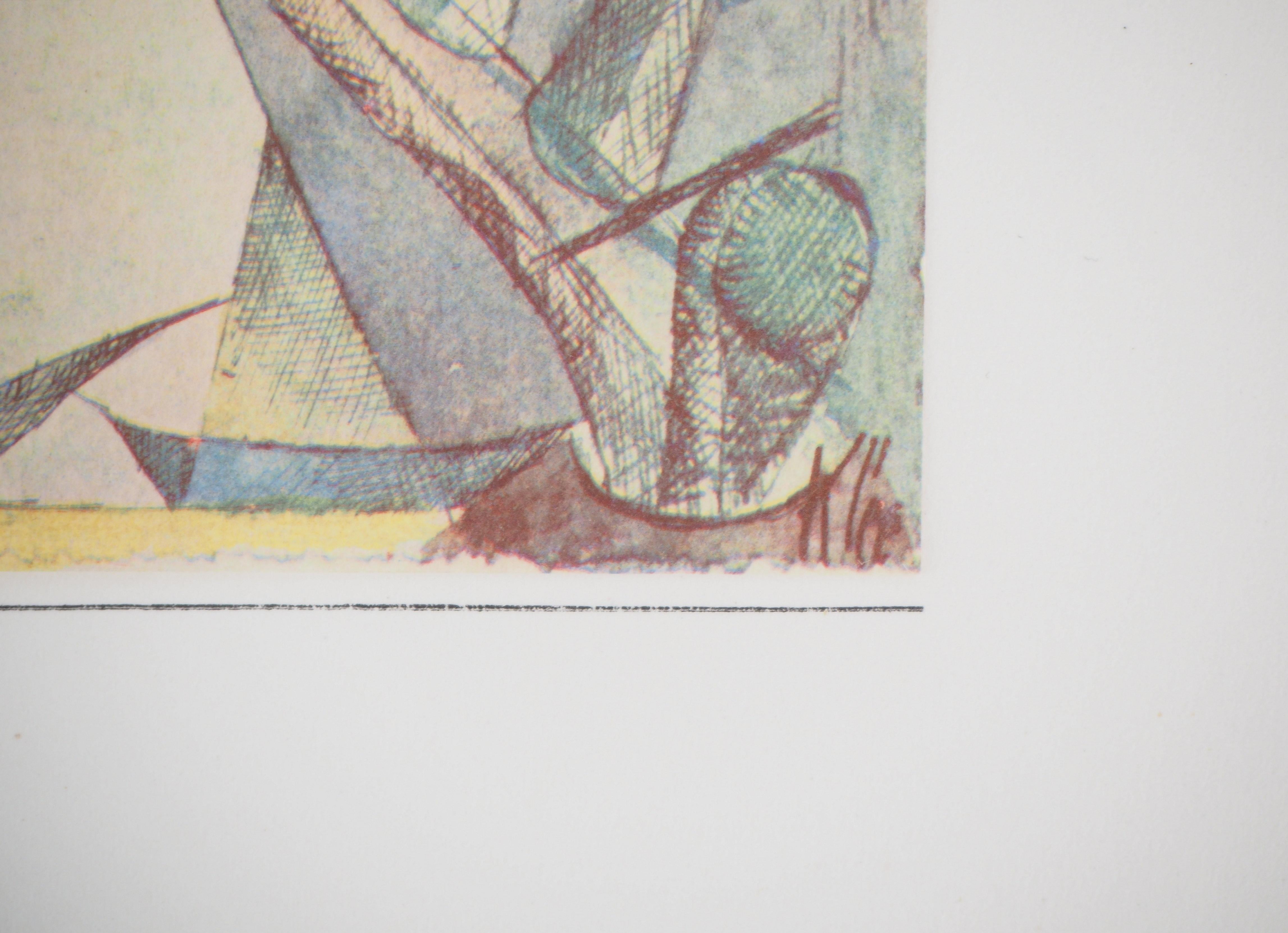 Paysage avec colonnes noires - Lithographie et pochoir - Print de Paul Klee
