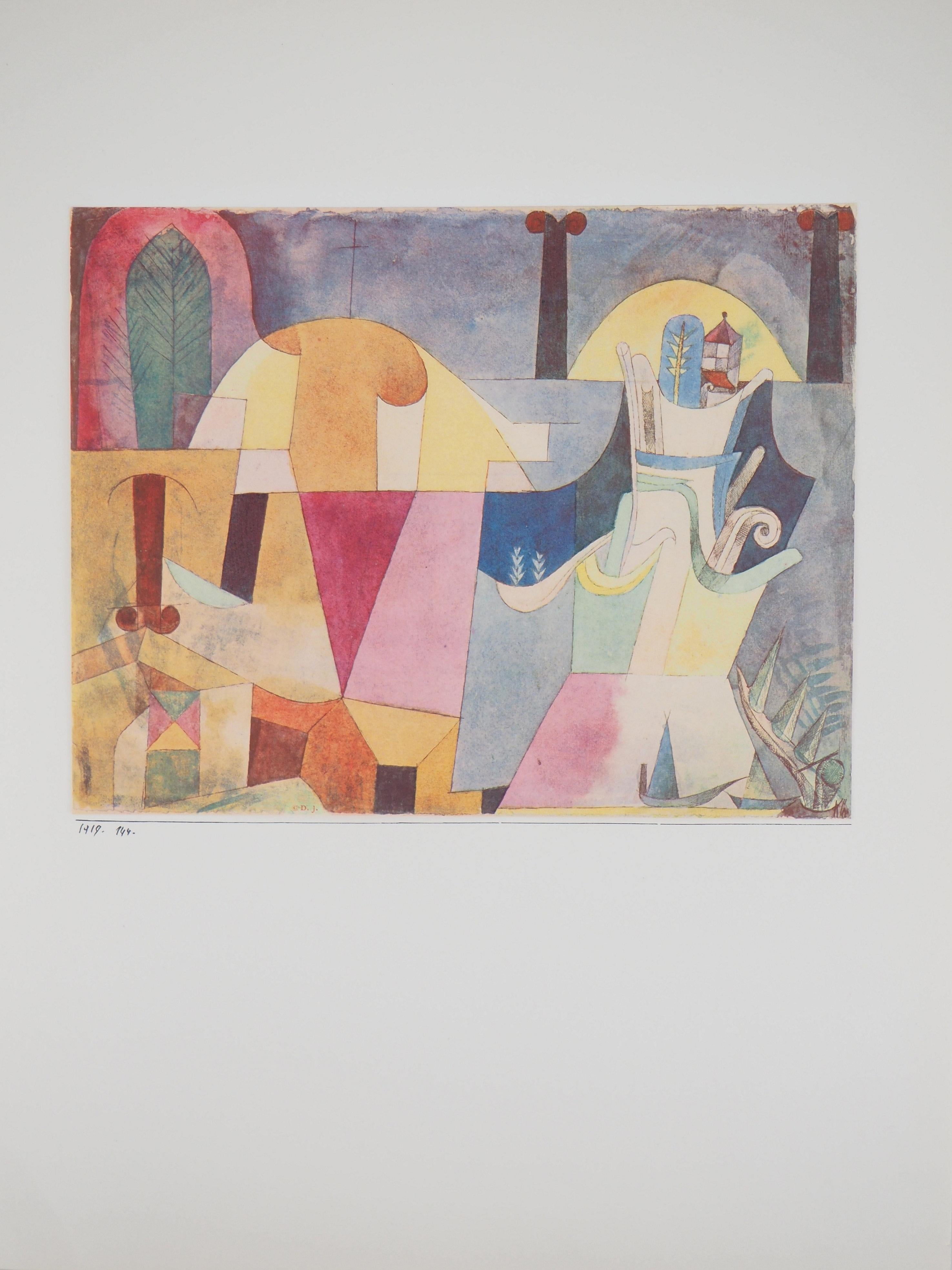 Landscape With Black Columns - Lithograph and Stencil - Modern Print by Paul Klee