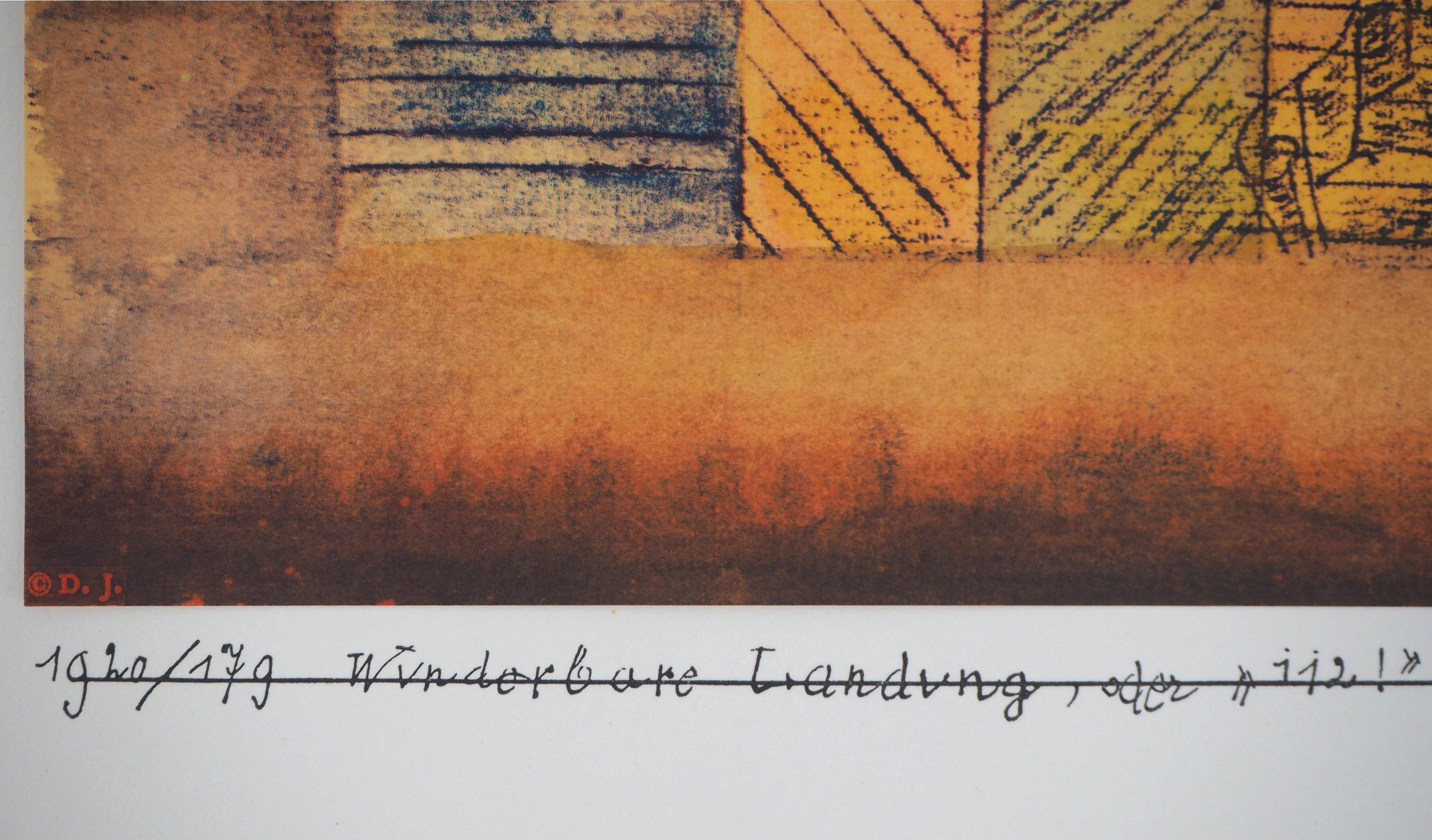 Miraculous Docking: Boot und Haus – Lithographie und Bleistift (Surrealismus), Print, von Paul Klee