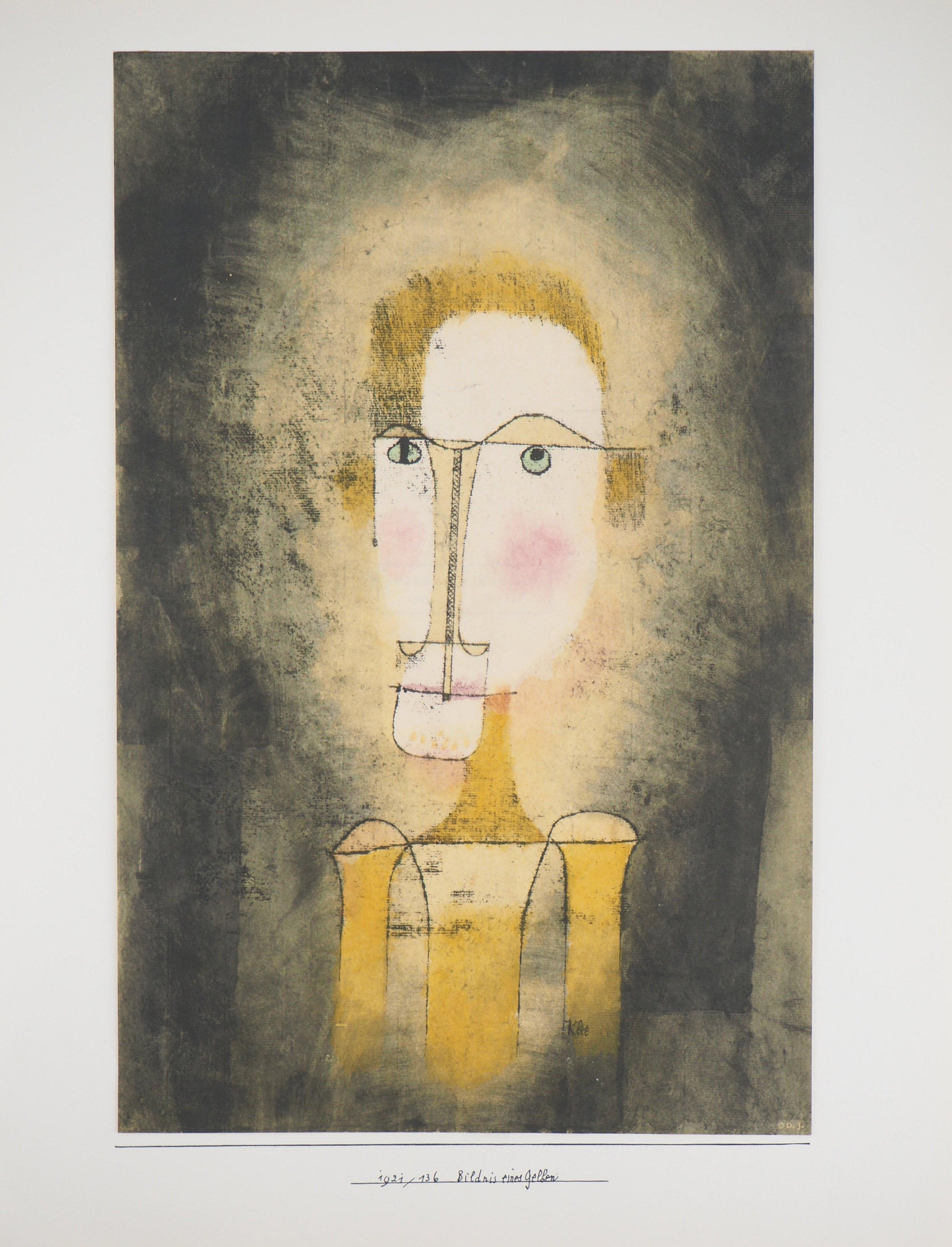 Paul KLEE (après)
Portrait d'un jaune

Lithographie et pochoir (procédé Jacomet), sur papier canson
Signature imprimée dans la plaque
50 x 38,2 cm (19,6 x 14,9 in)

INFORMATION : Cette lithographie a été éditée en 1964 par la Galerie Berggruen en