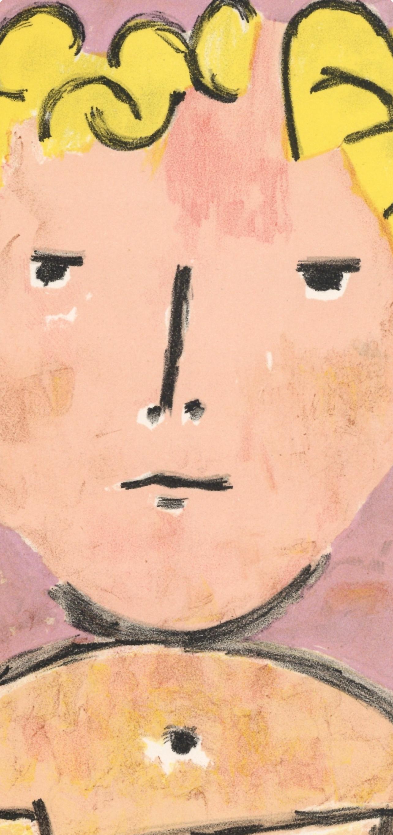 Tête d'enfant, Verve: Revue Artistique et Littéraire - Orange Figurative Print by Paul Klee