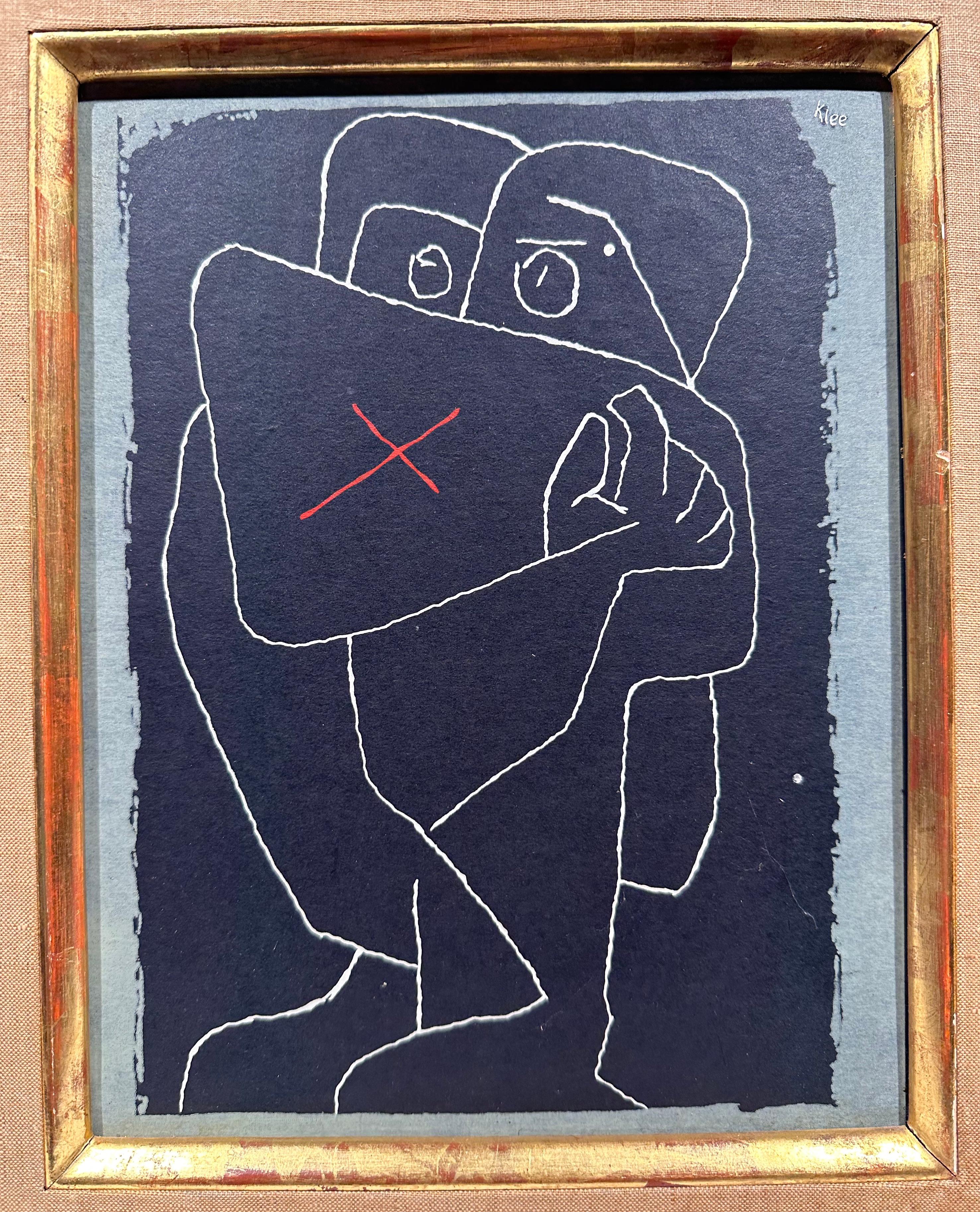 After Paul Klee. The Guardian Angel and The Vigilant Angel, ca. 1955. Screen prints on illustration board. Image measures 7 x 9 inches; 11 1/8 x 13 1/8 inches framed. Signed in the print. Original gilt frames with linen liner. Liners show minor