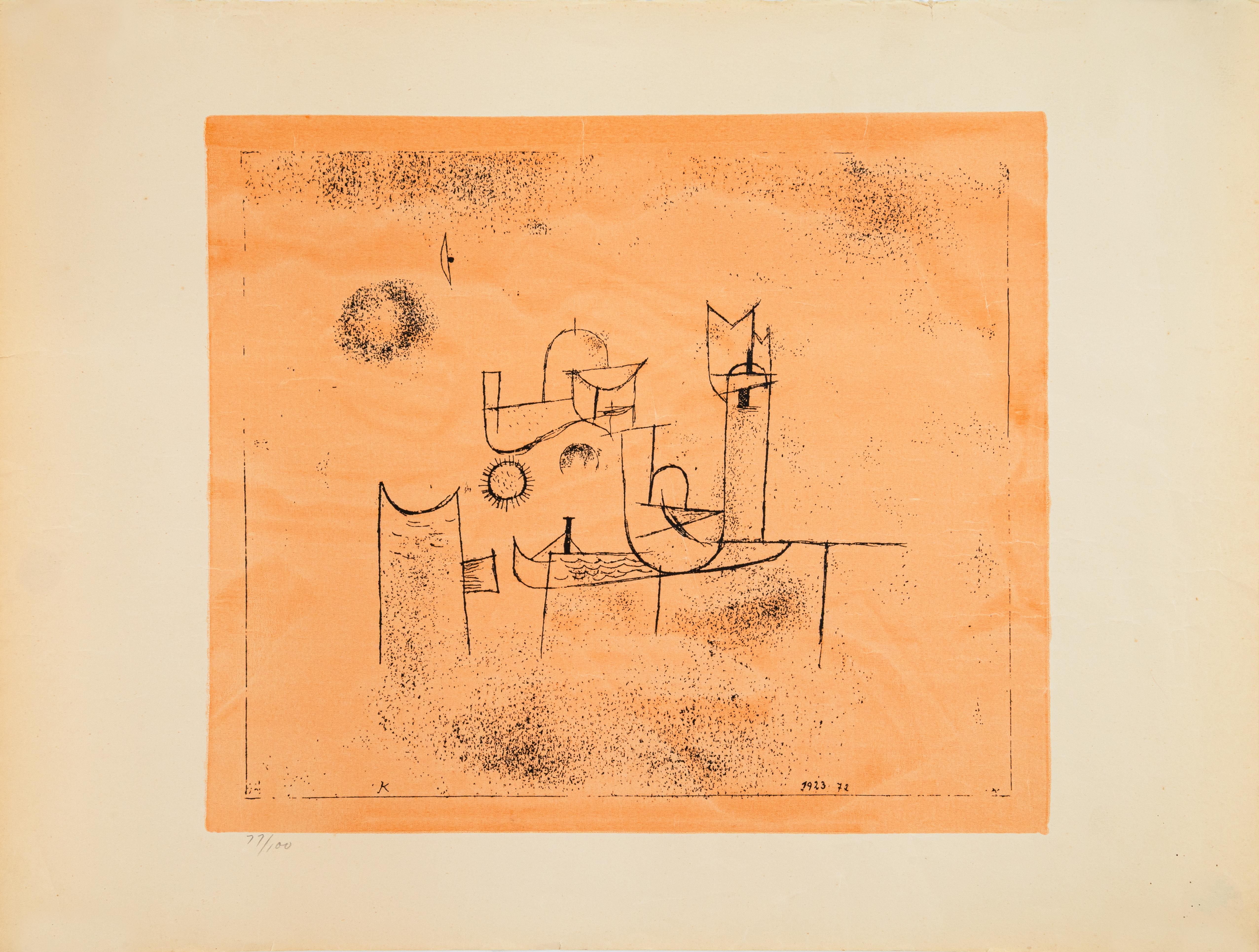 Paul Klee Sonne Im Thor Modern Abstract Surrealist Lithograph 77/100 Unframed In Good Condition For Sale In Keego Harbor, MI