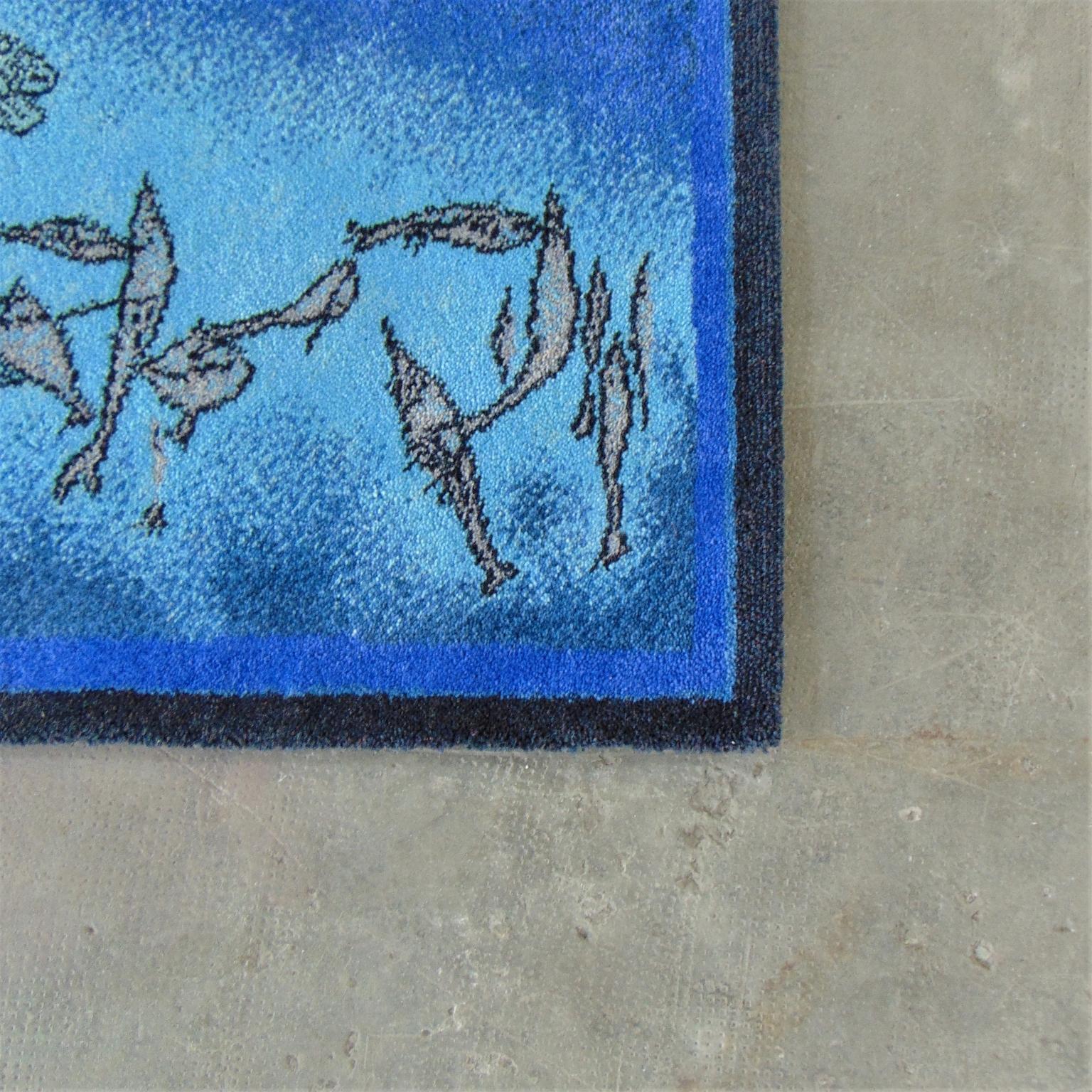 Danish Paul Klee Blue Woollen Rug Fischbild, Ege Axminster Artline, Denmark, 1980s