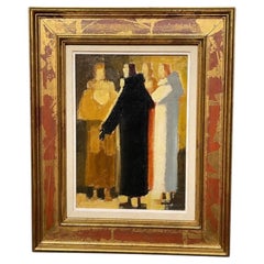 Paul Klein, olio su tela incorniciato raffigurante quattro figure