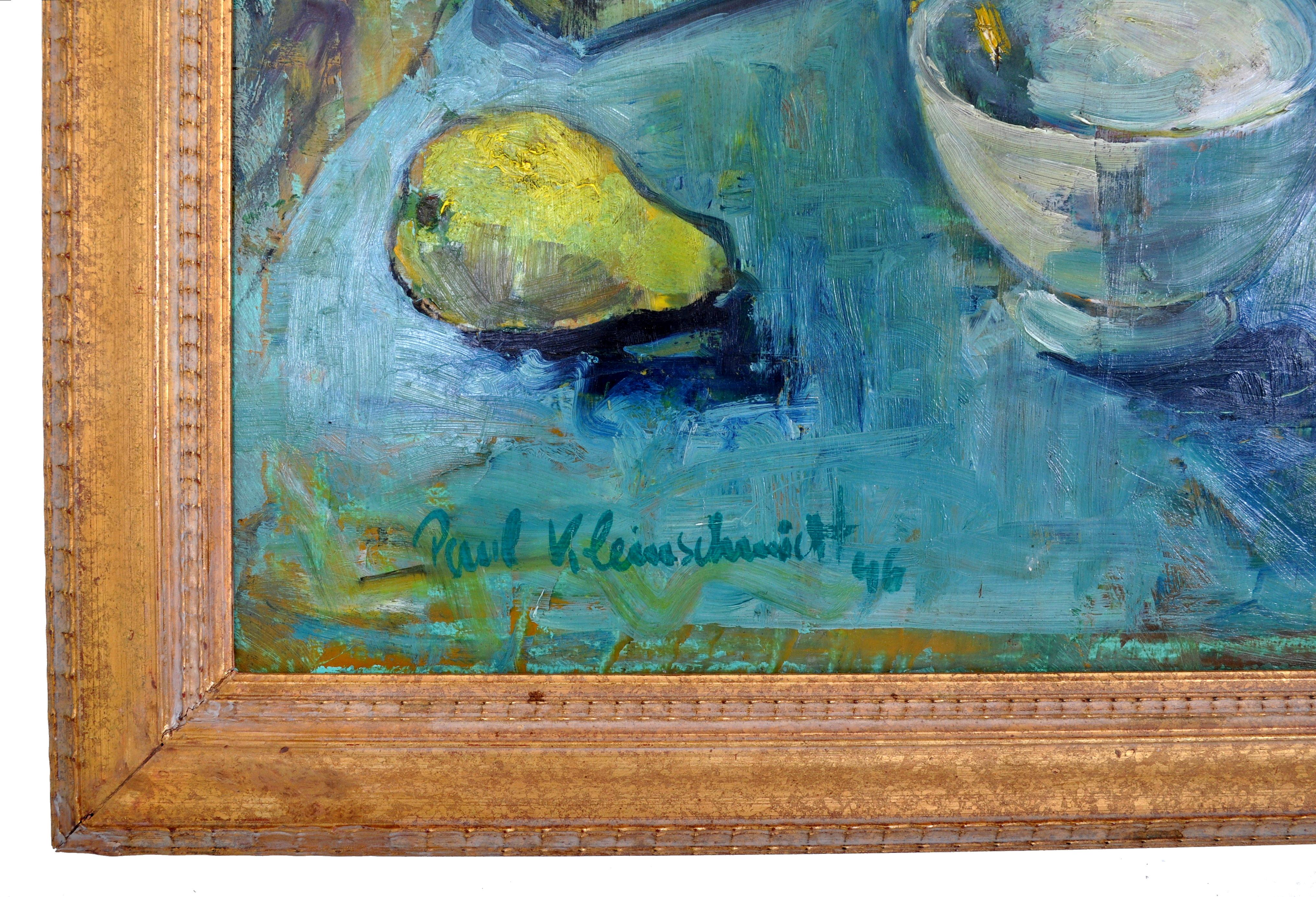 German Expressionist Oil on Board Still Life Painting by Paul Kleinschmidt 1946 10