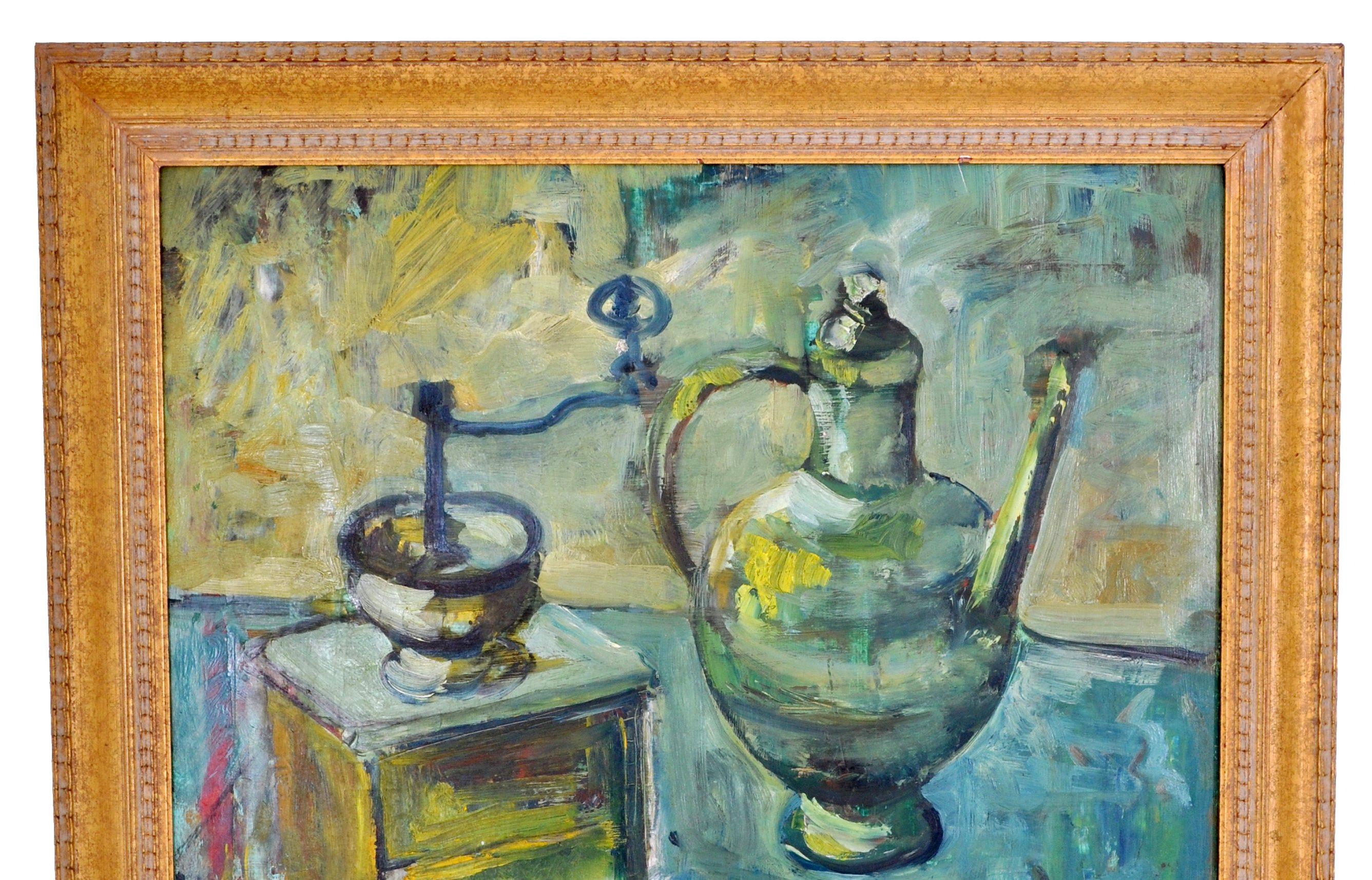 German Expressionist Oil on Board Still Life Painting by Paul Kleinschmidt 1946 2