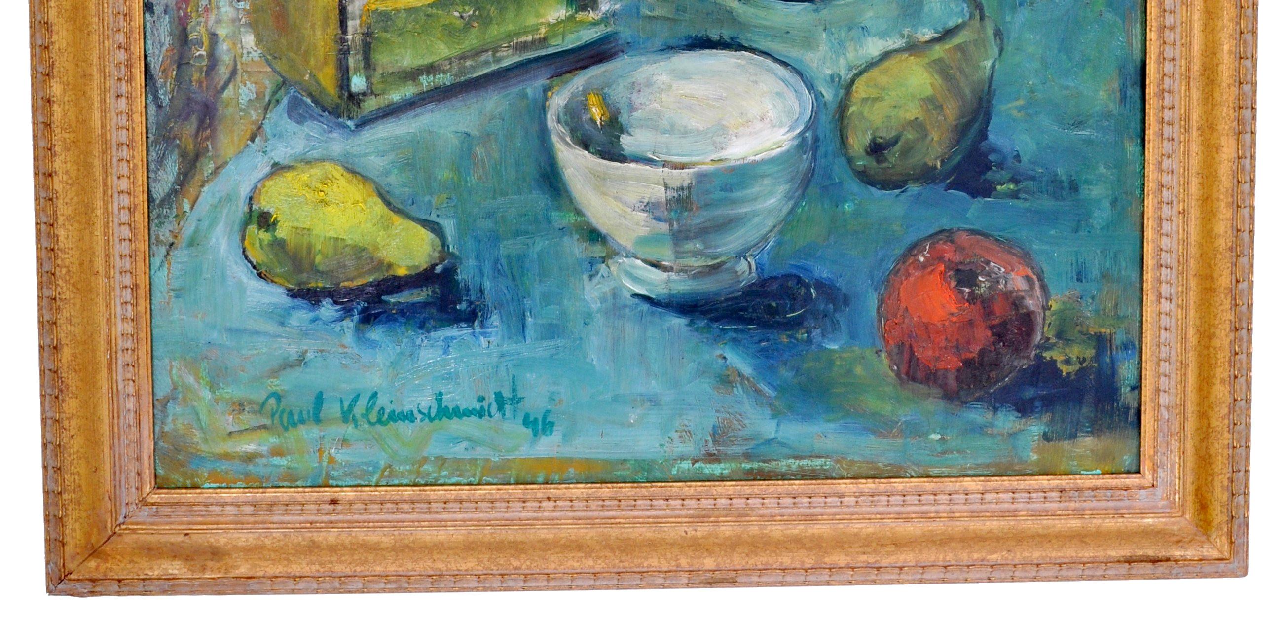 German Expressionist Oil on Board Still Life Painting by Paul Kleinschmidt 1946 3