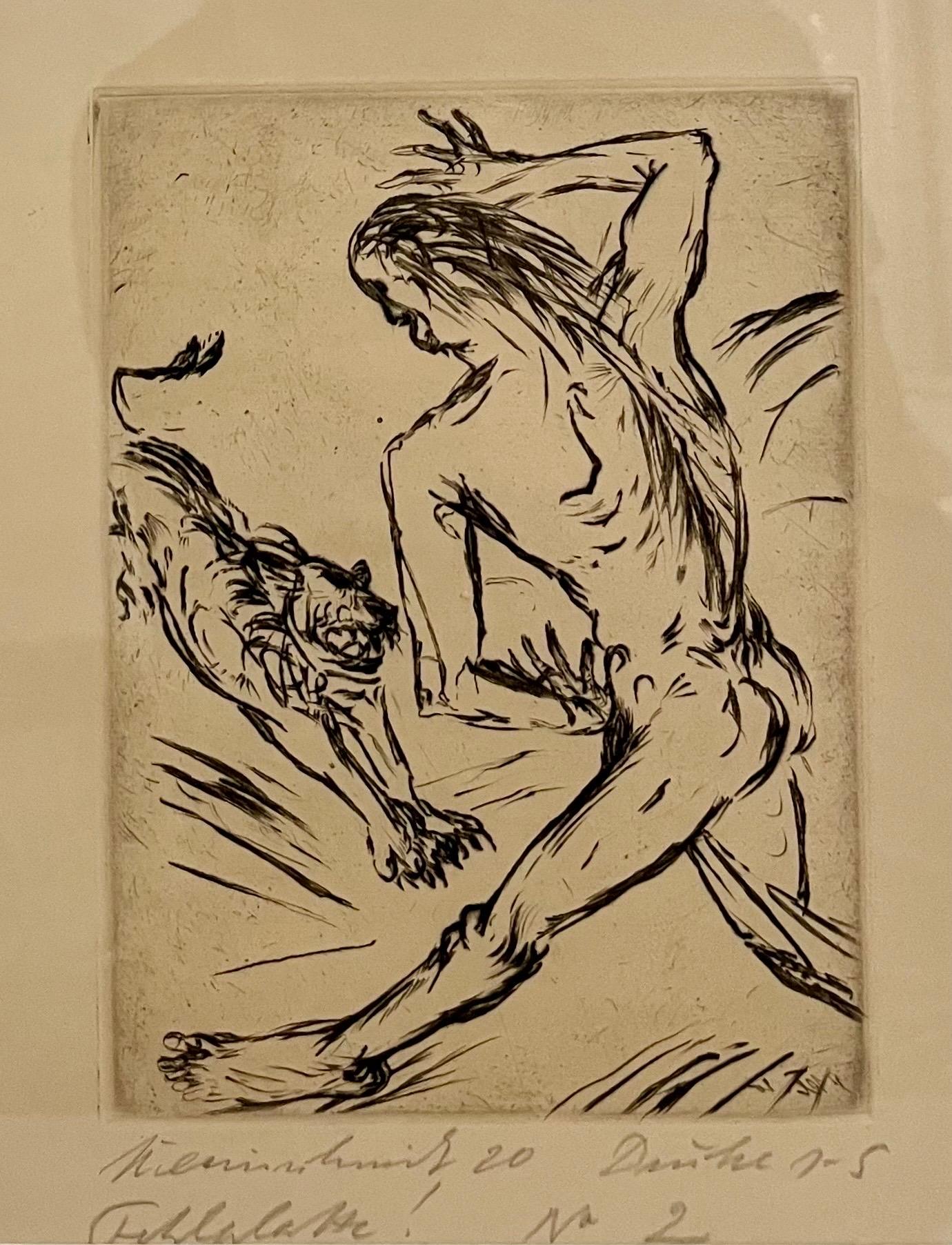 Gravure figurative expressionniste allemande de 1920 Daniel avec lion Paul Kleinschmidt en vente 1