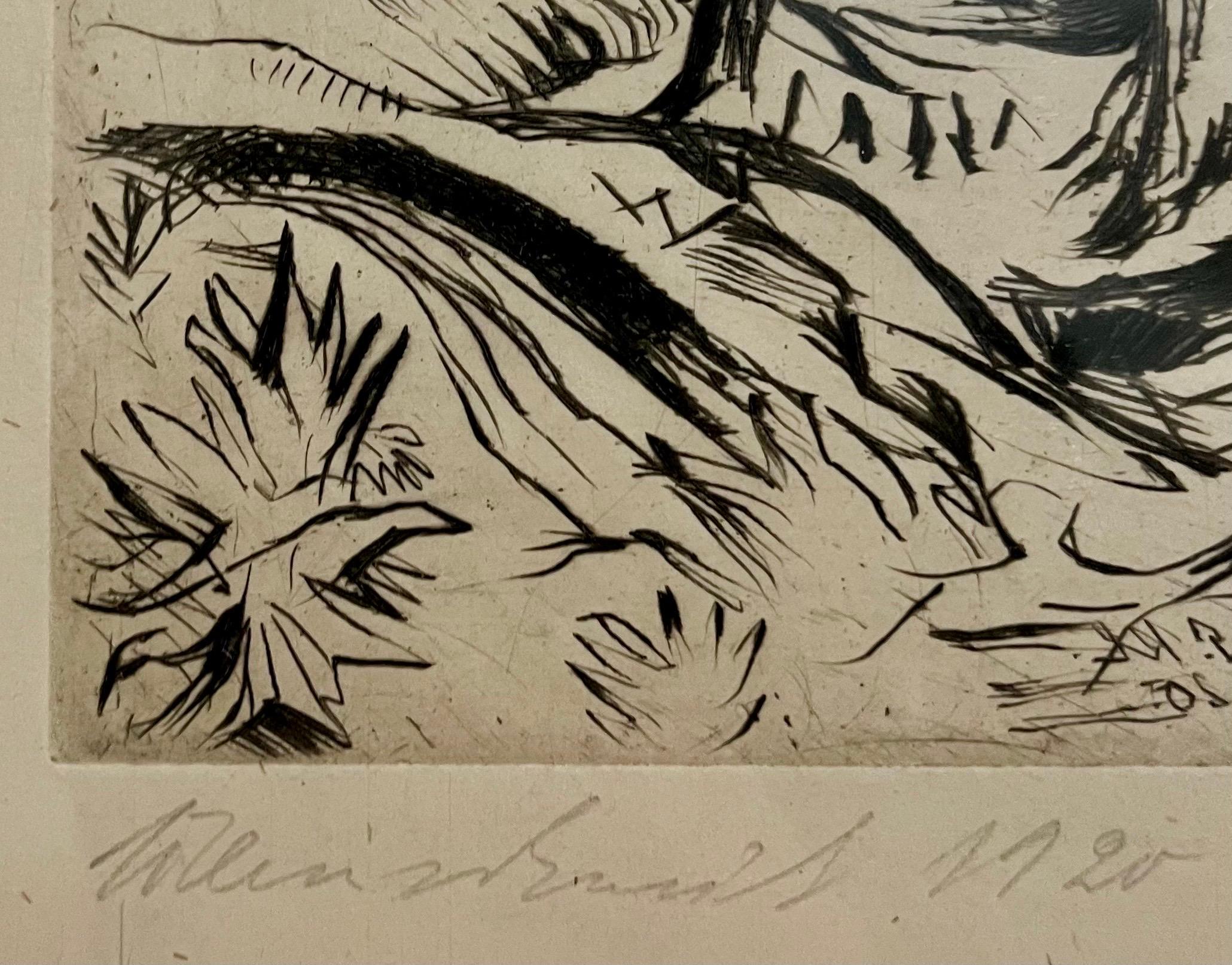 1920 Litografía figurativa expresionista alemana 