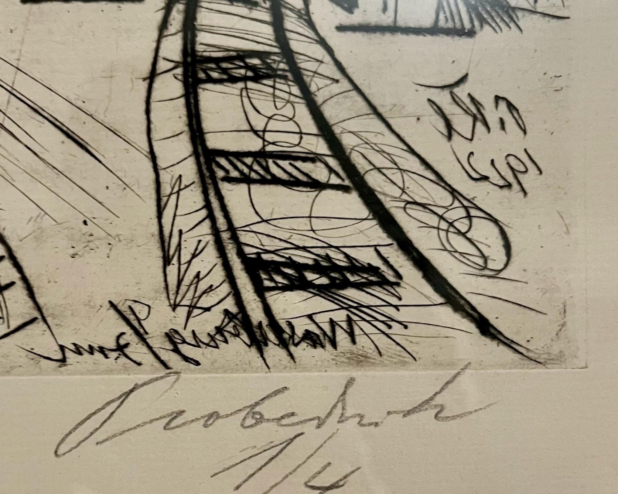 1922 German Expressionist Figurative Train Tunnel Etching Paul Kleinschmidt For Sale 3