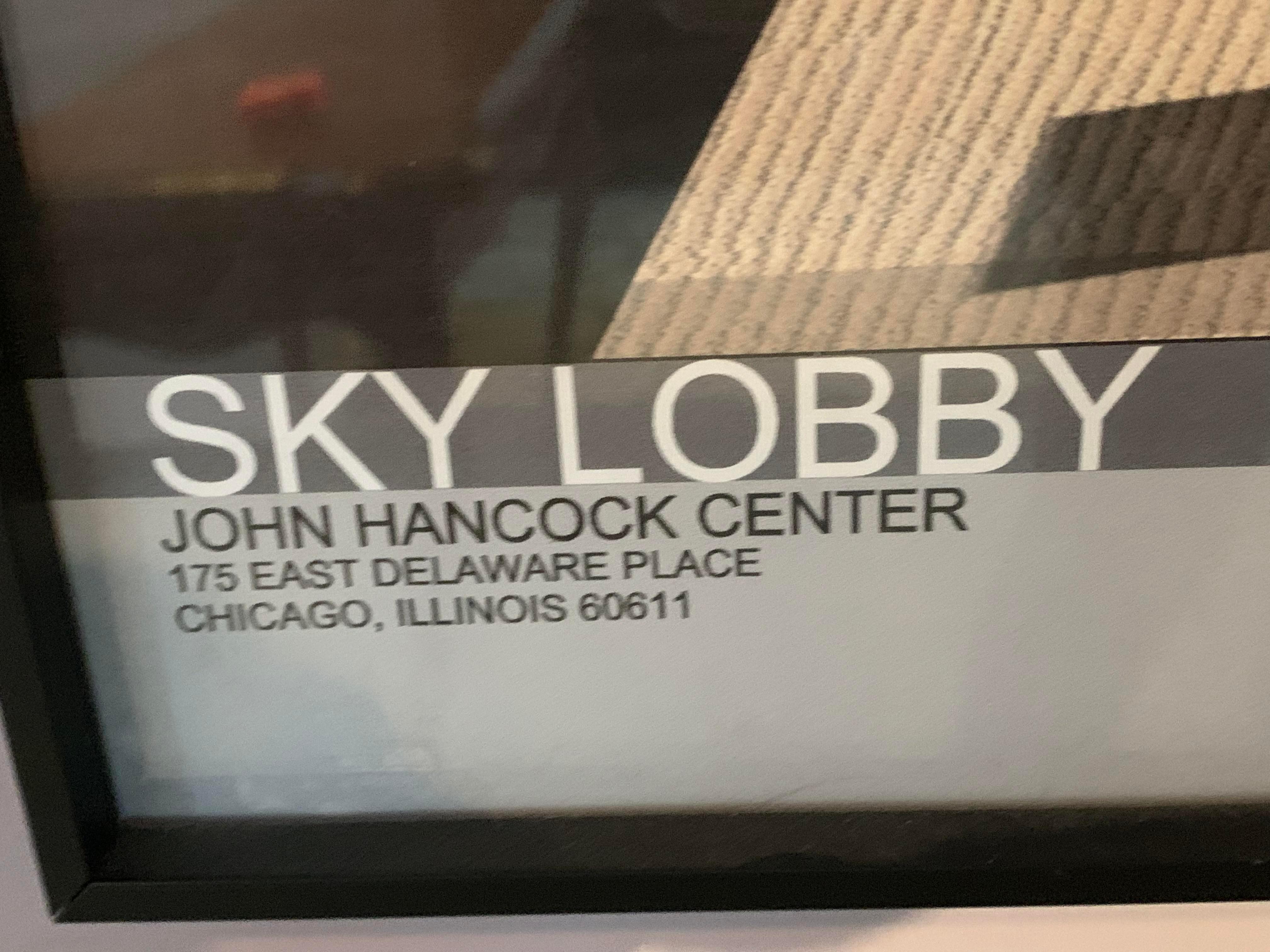 Signed Architectural Print of John Hancock Sky Lobby, Powell Kleinschmidt
original drawings were used in design of Sky Lobby created by architecture firm of Powell Kleinschmidt.
Signed by Robert Kleinschmidt in 2006
Glassed front and framed
muted