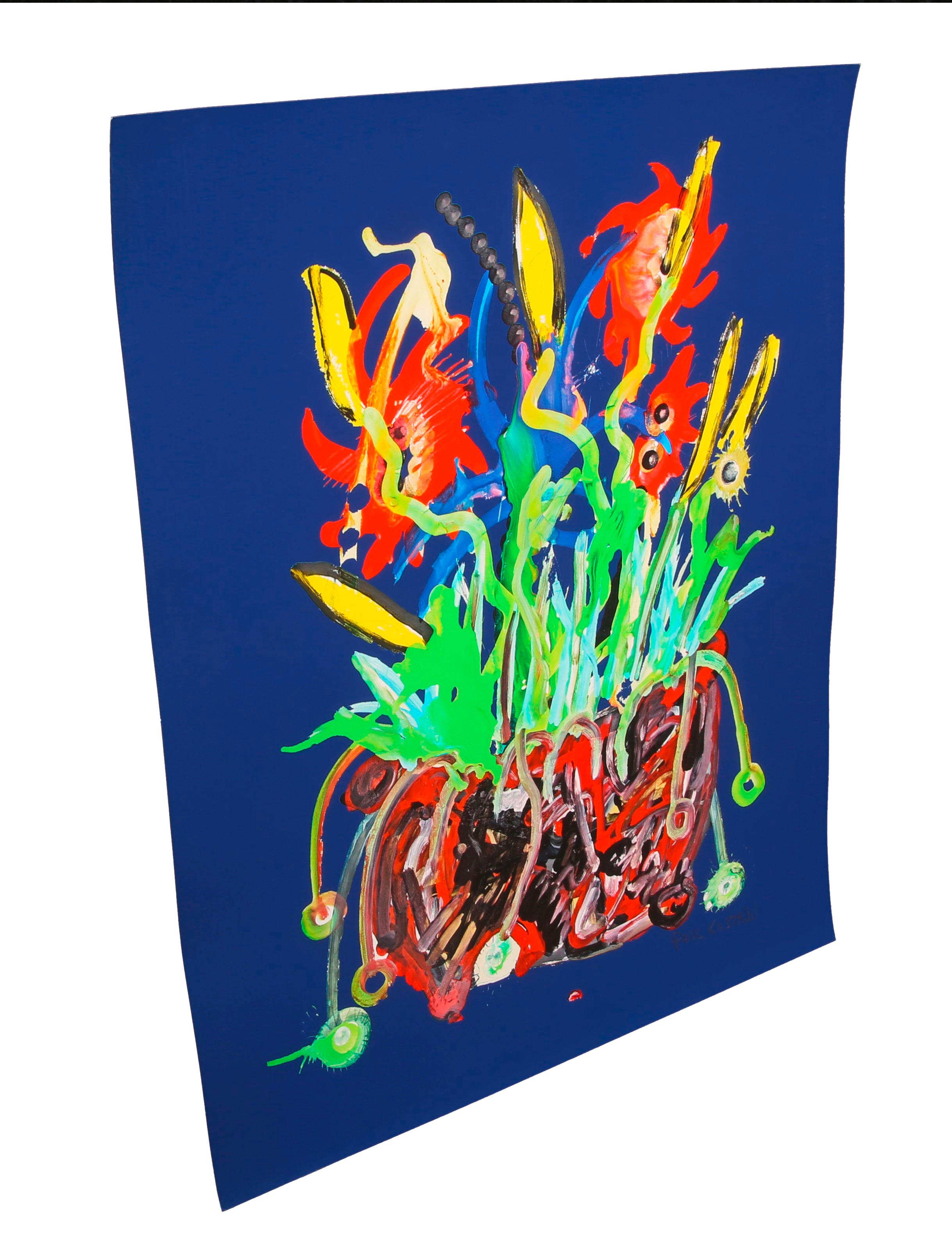Kostabi, Paul – Mondblume – Giclee auf Baumwollpapier – handsigniert (Violett), Abstract Painting, von Paul Kostabi