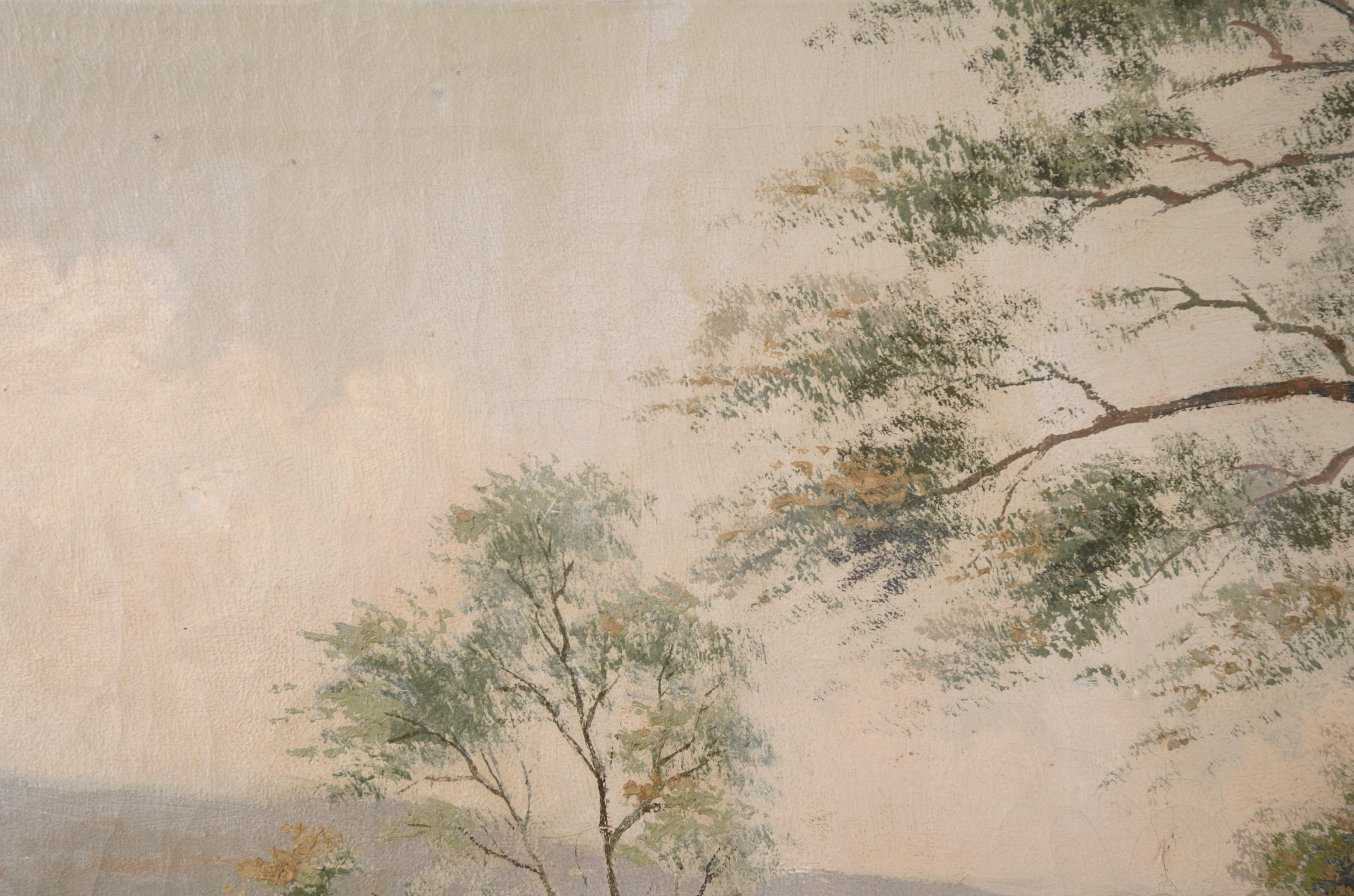 Hill mirando por encima del agua, paisaje de principios del siglo XX por Paul Kujal en venta 1