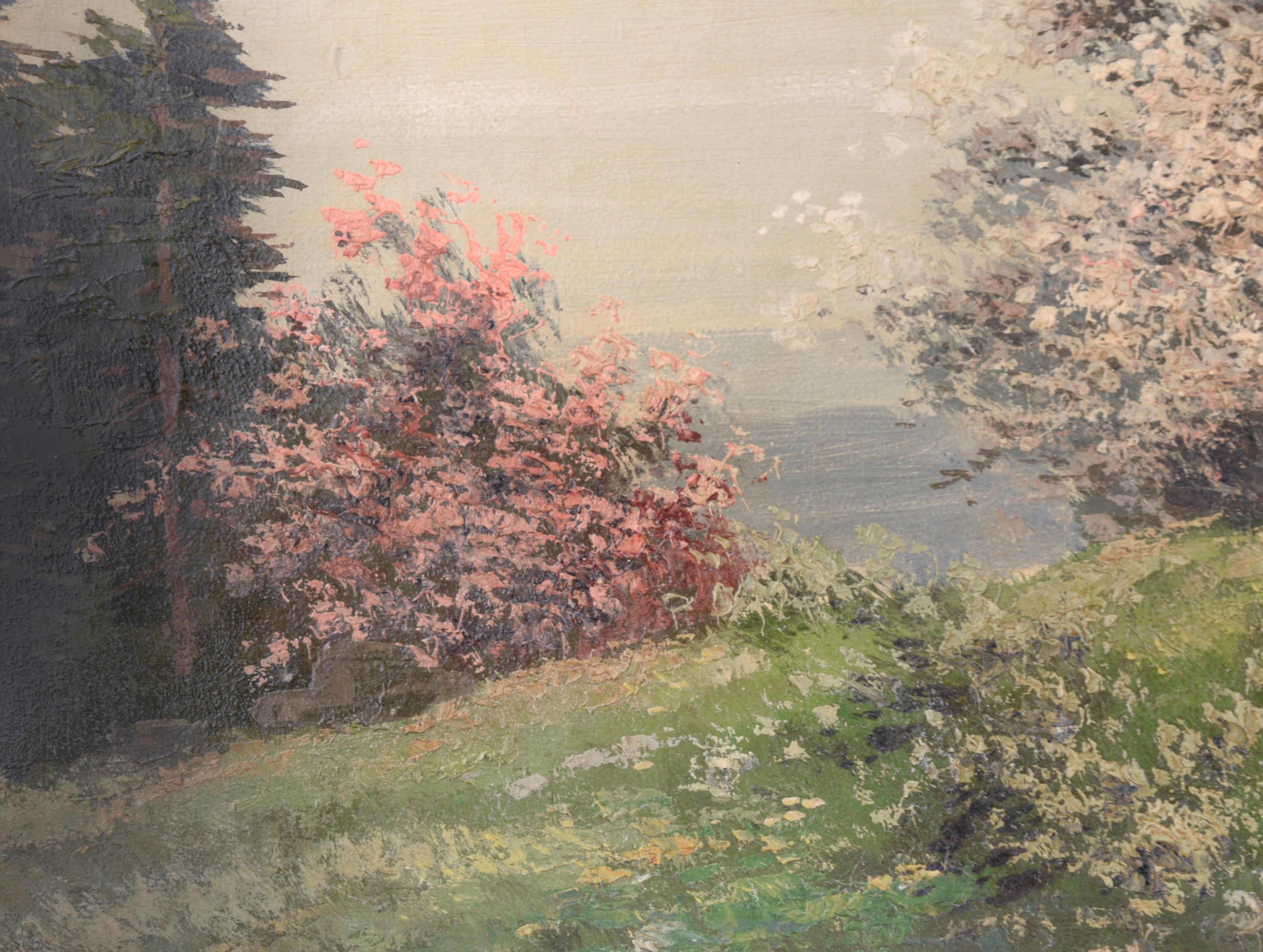 Hill mirando por encima del agua, paisaje de principios del siglo XX por Paul Kujal en venta 5