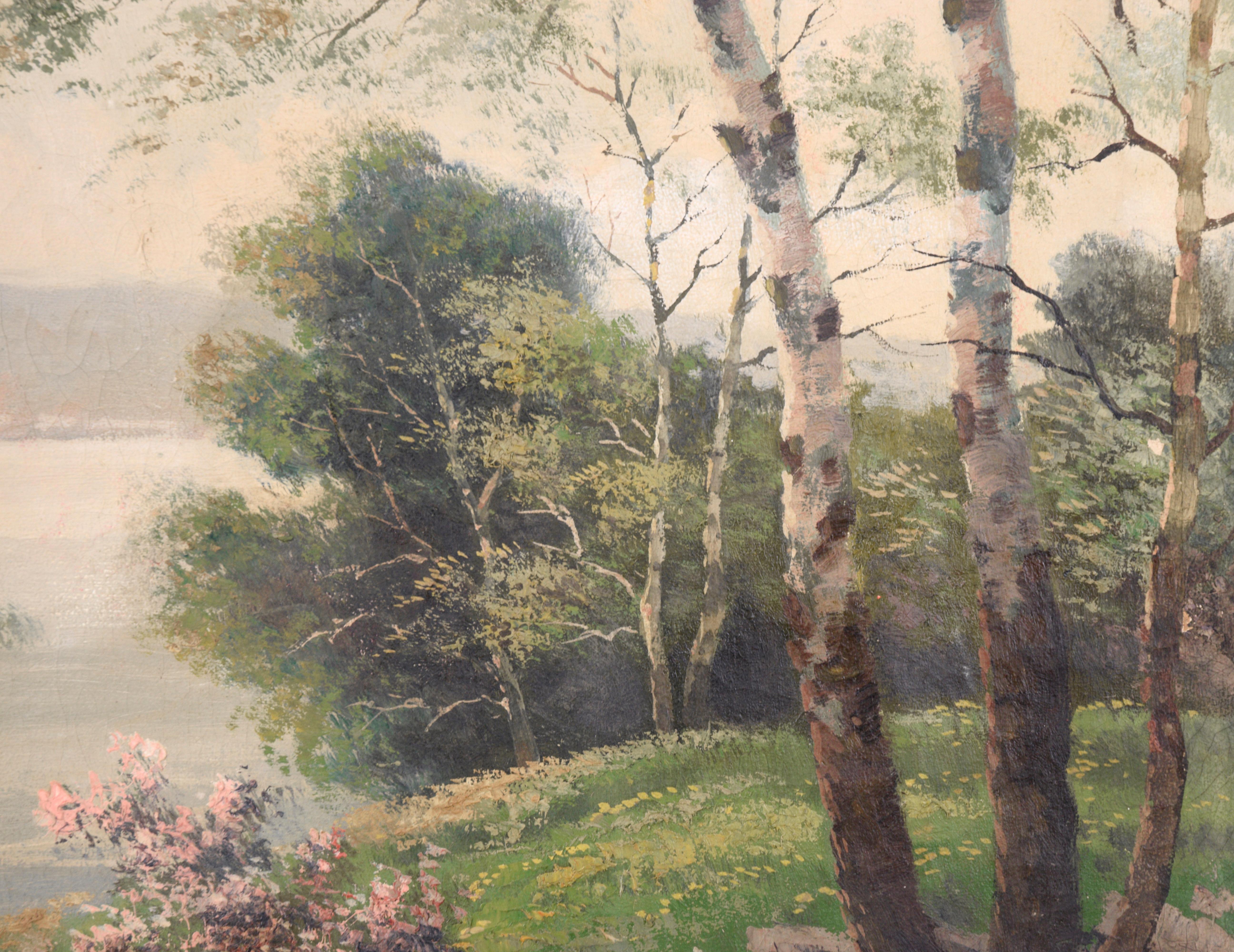 Hill mirando por encima del agua, paisaje de principios del siglo XX por Paul Kujal en venta 6
