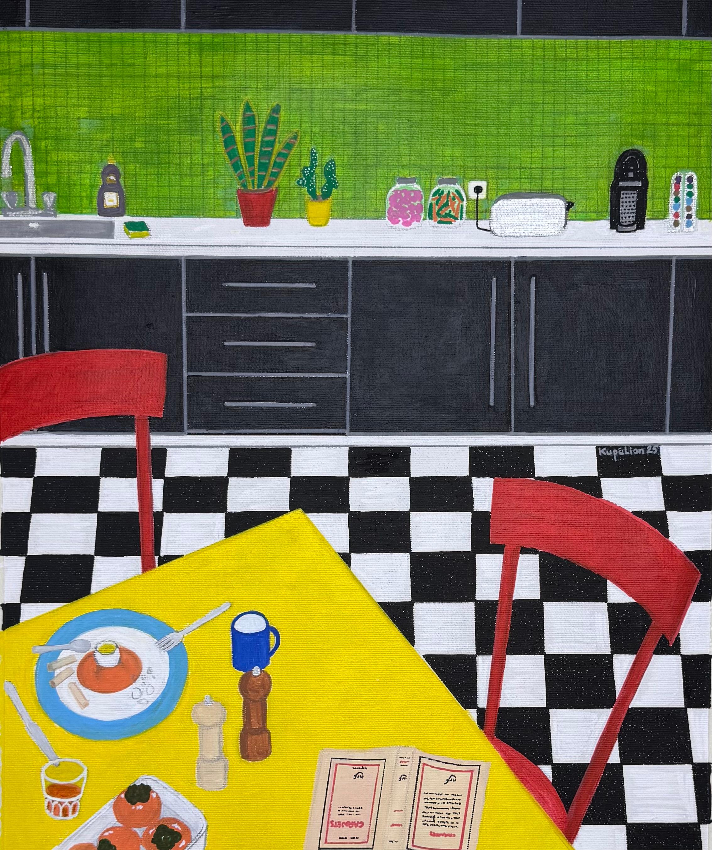 My Kitchen Acrylic Painting on Canvas, 40 x 32 cm, 2025, New