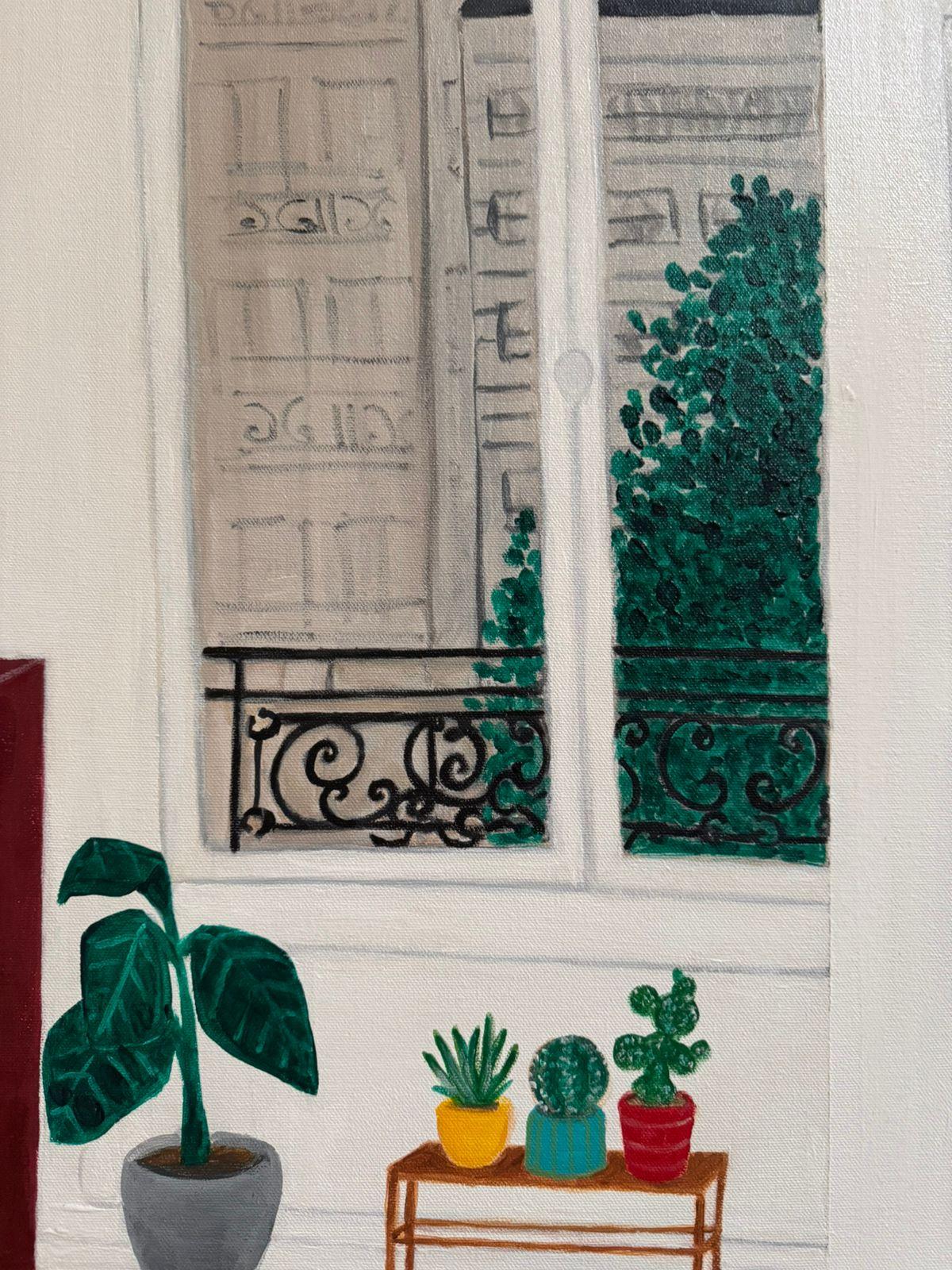 Pergolese 1 - Painting, Acrylic on canvas - Beige Interior Painting by Paul Kupelian