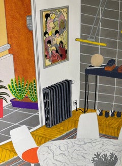 Blick von meinem Balkon mit einer besonderen Note, Acryl auf Leinwand, 2025, 42 x 35 cm