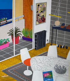 Blick von meinem Balkon mit einer besonderen Note, Acryl auf Leinwand, 2025, 42 x 35 cm