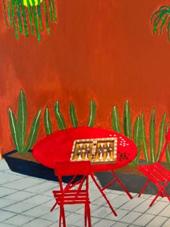 Blick von meinem Balkon mit einer Wendung - Gemälde, Acryl auf Leinwand