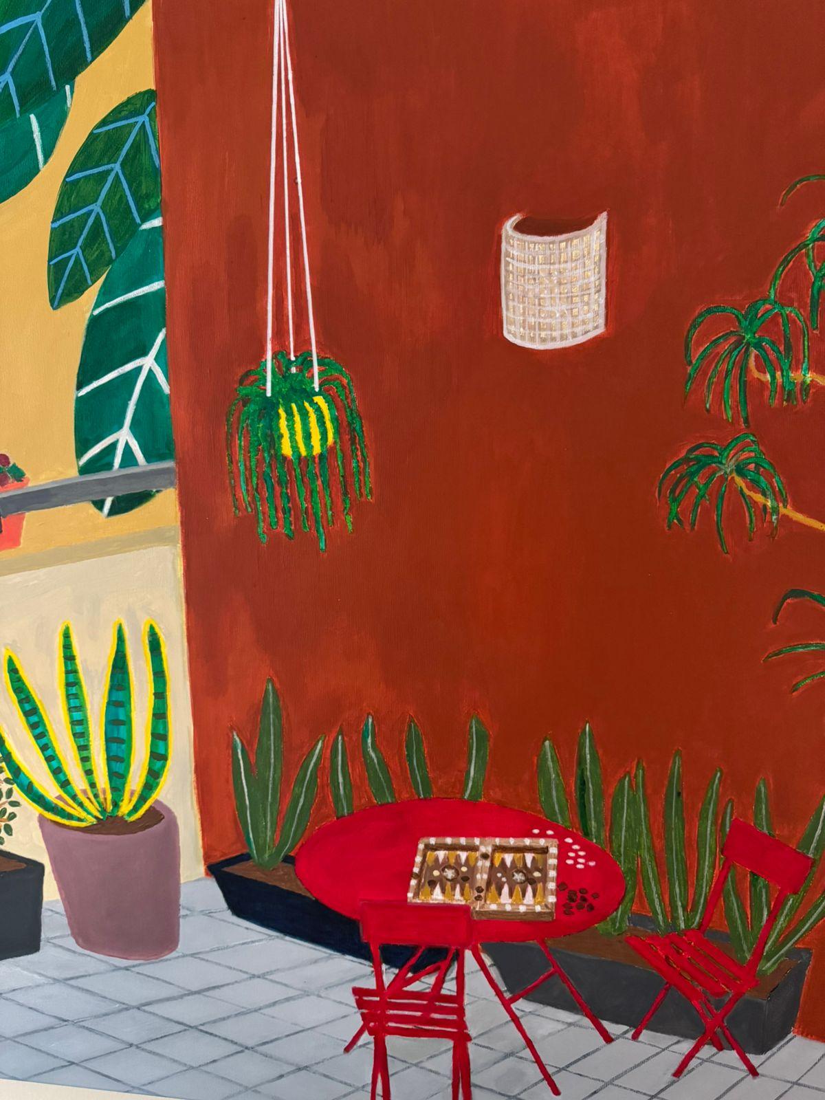 View from my Balcony with a twist - Painting, Acrylic on canvas For Sale 1